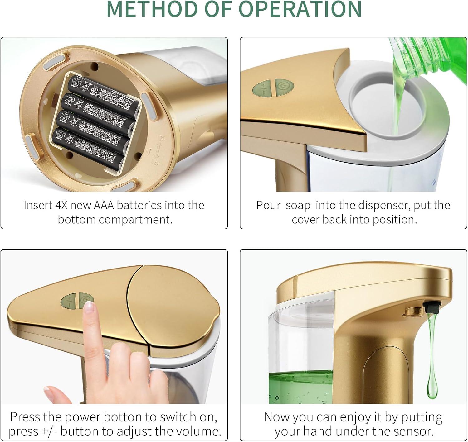 Automatic Soap Dispenser Touchless Sensor - Electric Liquid Soap Dispenser Hand Free with Adjustable Volume Switches for Kitchen Bathroom Countertop Shower Hotel C45