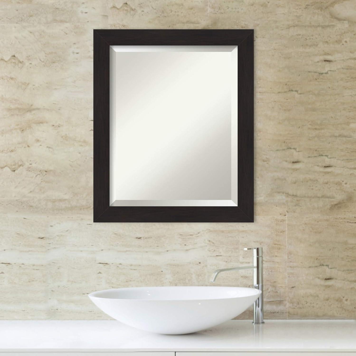 Espresso Brown Beveled Wall Mirror with Polystyrene Frame