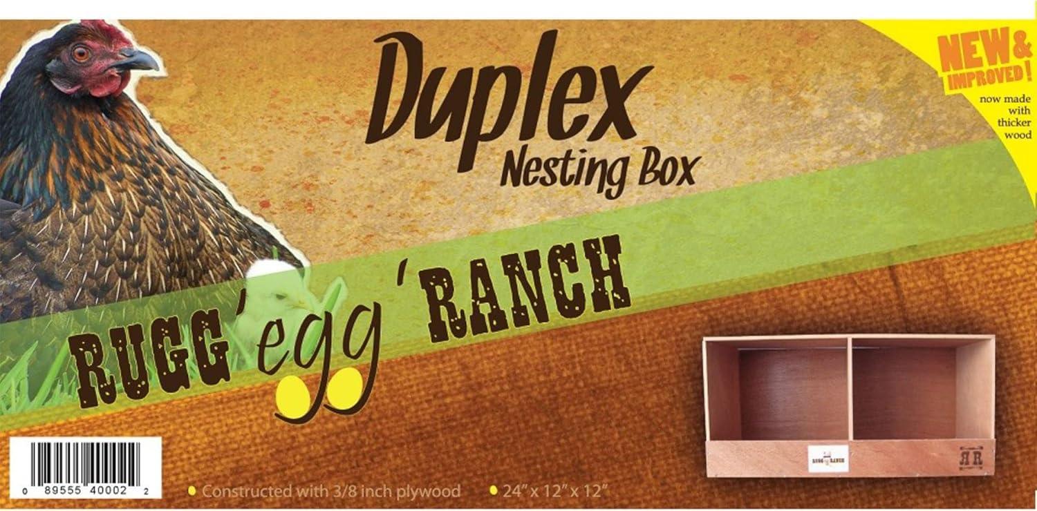 Rugged Range Products Duplex 24 x 12 x 12 Inch Flat Wooden Dual Compartment Chicken Coop Interior Poultry Bird Egg Animal Nesting Box for 2 to 4 Hens