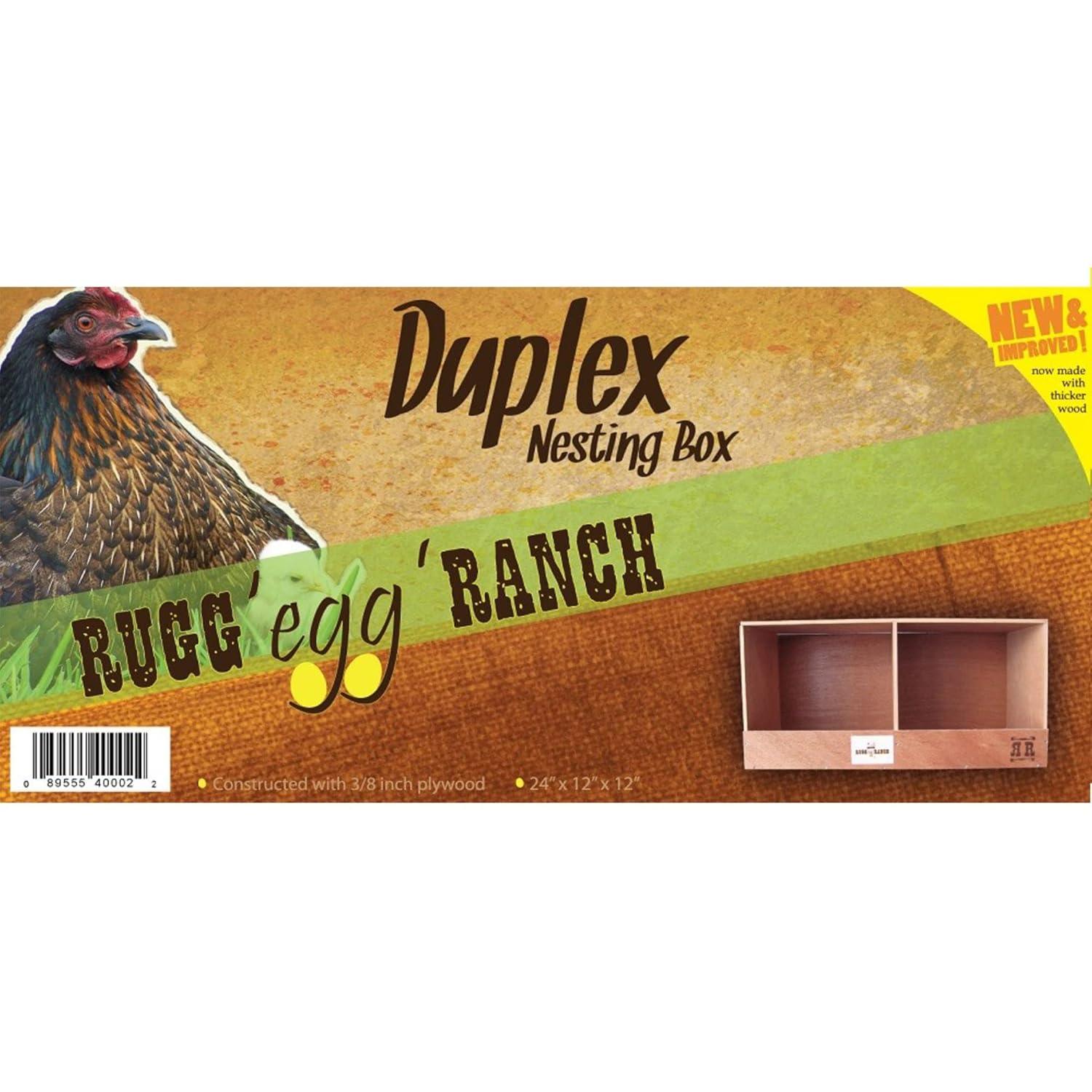 Rugged Range Products Duplex 24 x 12 x 12 Inch Flat Wooden Dual Compartment Chicken Coop Interior Poultry Bird Egg Animal Nesting Box for 2 to 4 Hens