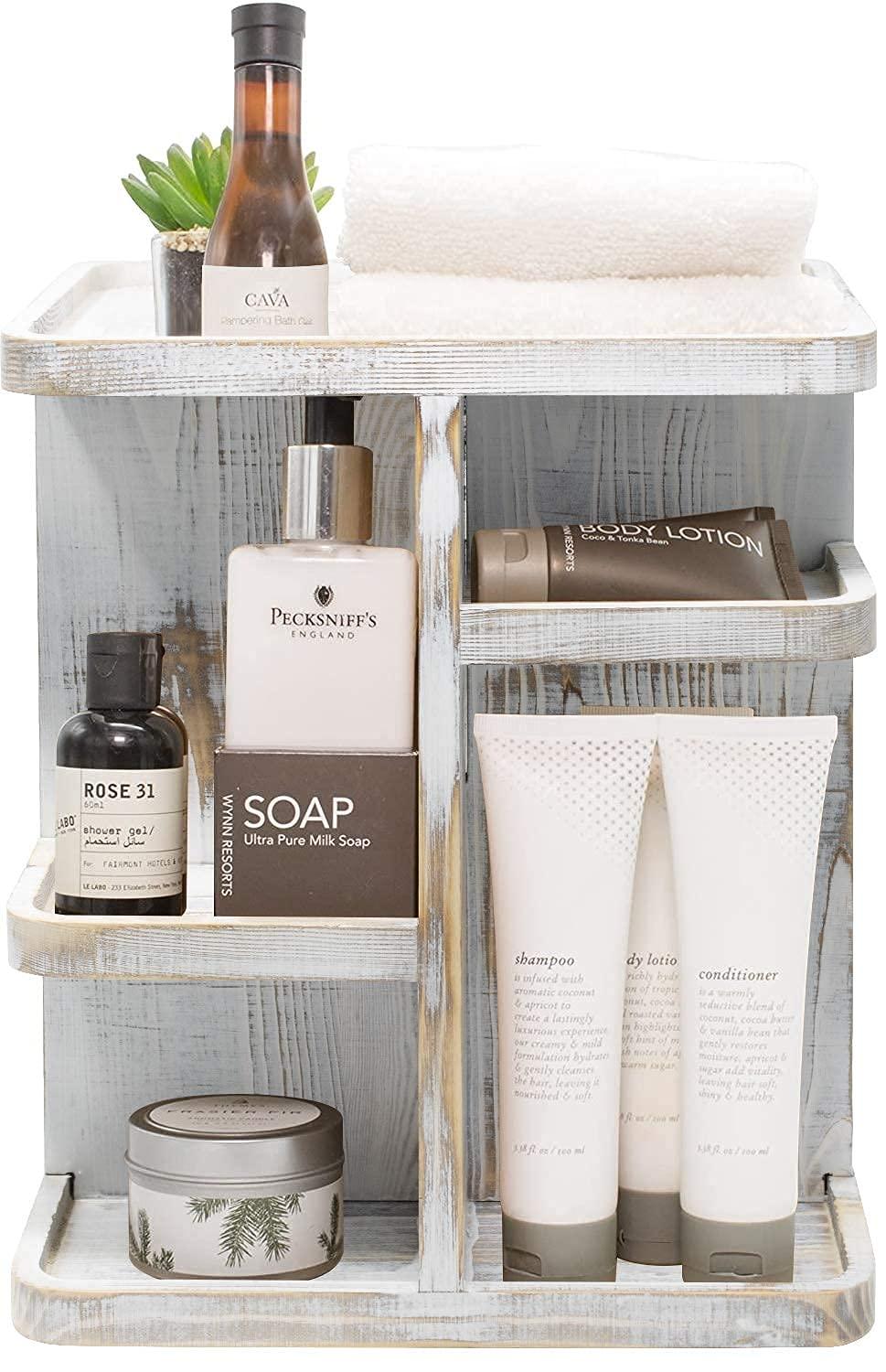 Sorbus 360 degree Rustic Bamboo Rotating Makeup Organizer