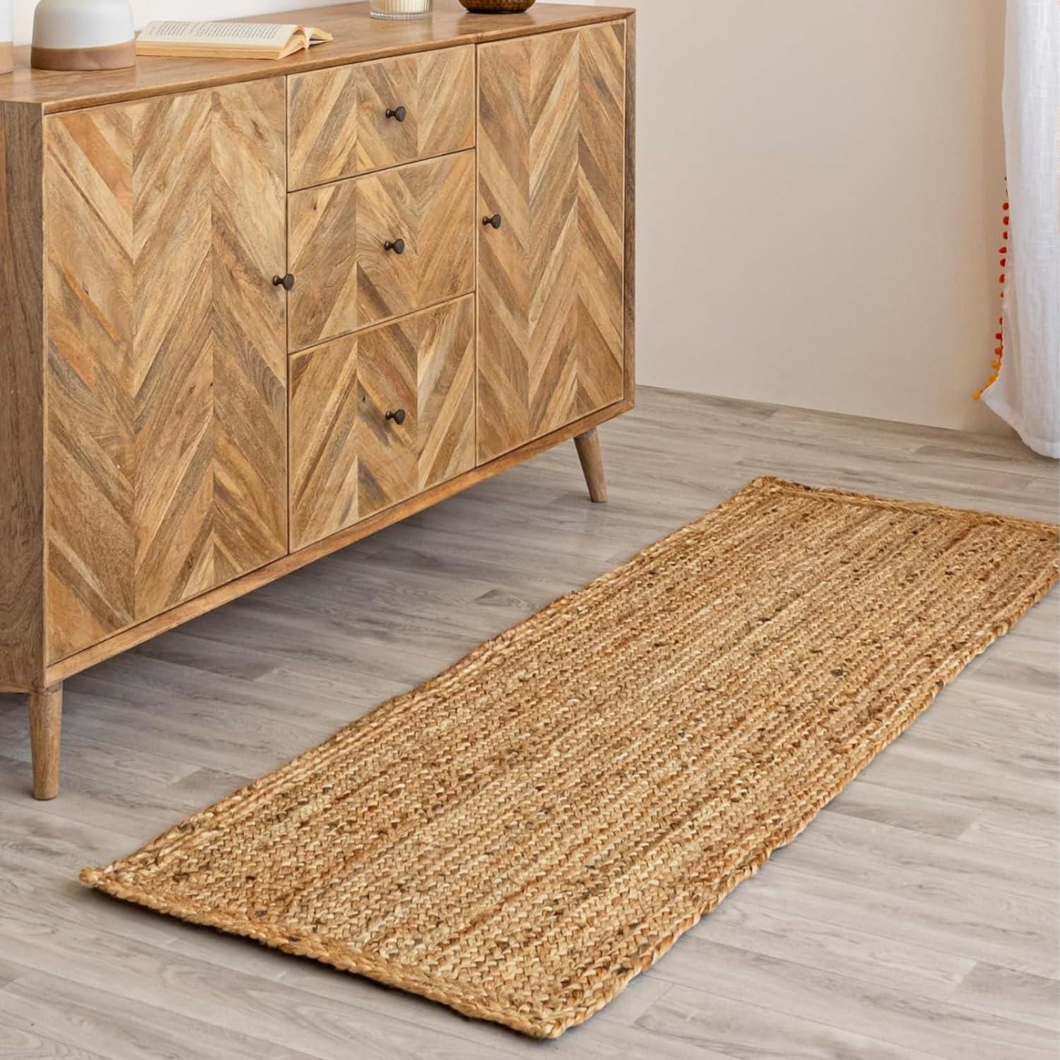 HOMEMONDE Braided 2 x 8 Feet Jute Rugs Hand Woven Doorway Runner Rug for Bedroom, Indoor