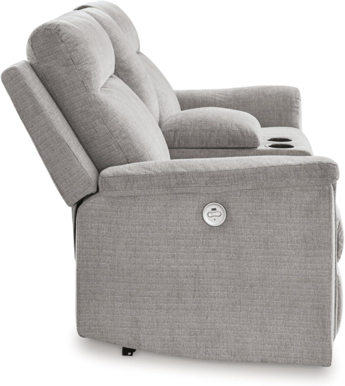 Ashley Furniture Barnsana Ash Power Reclining Loveseat with Console