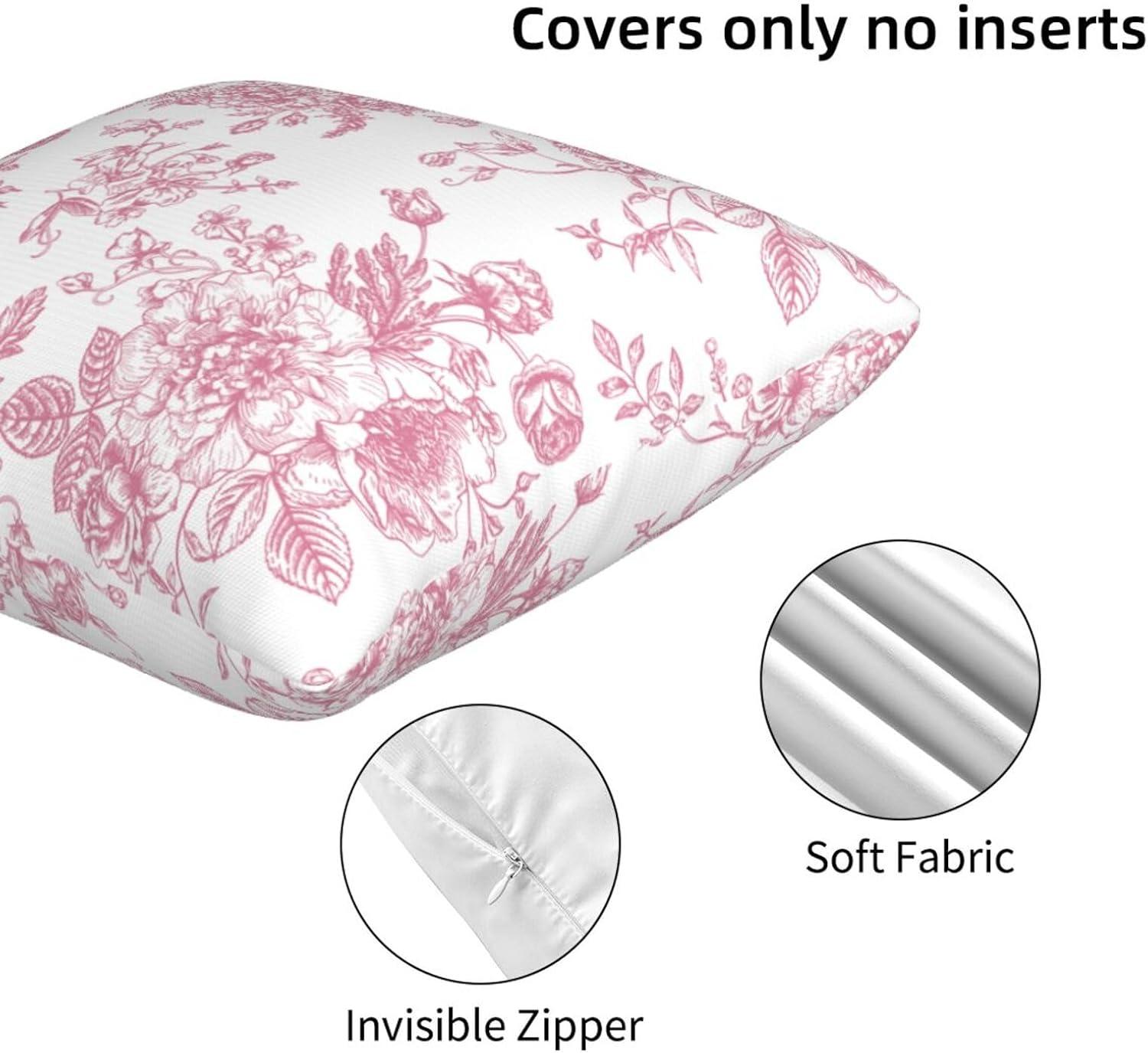 NEUTRALPOSTURE Floral Throw Pillow Covers 18X18 Inches Set Of 2, Decorative Vintage Chinoiserie Flower Pillow Case Farmhouse Cushion Covers For Sofa Bed Couch Living Room