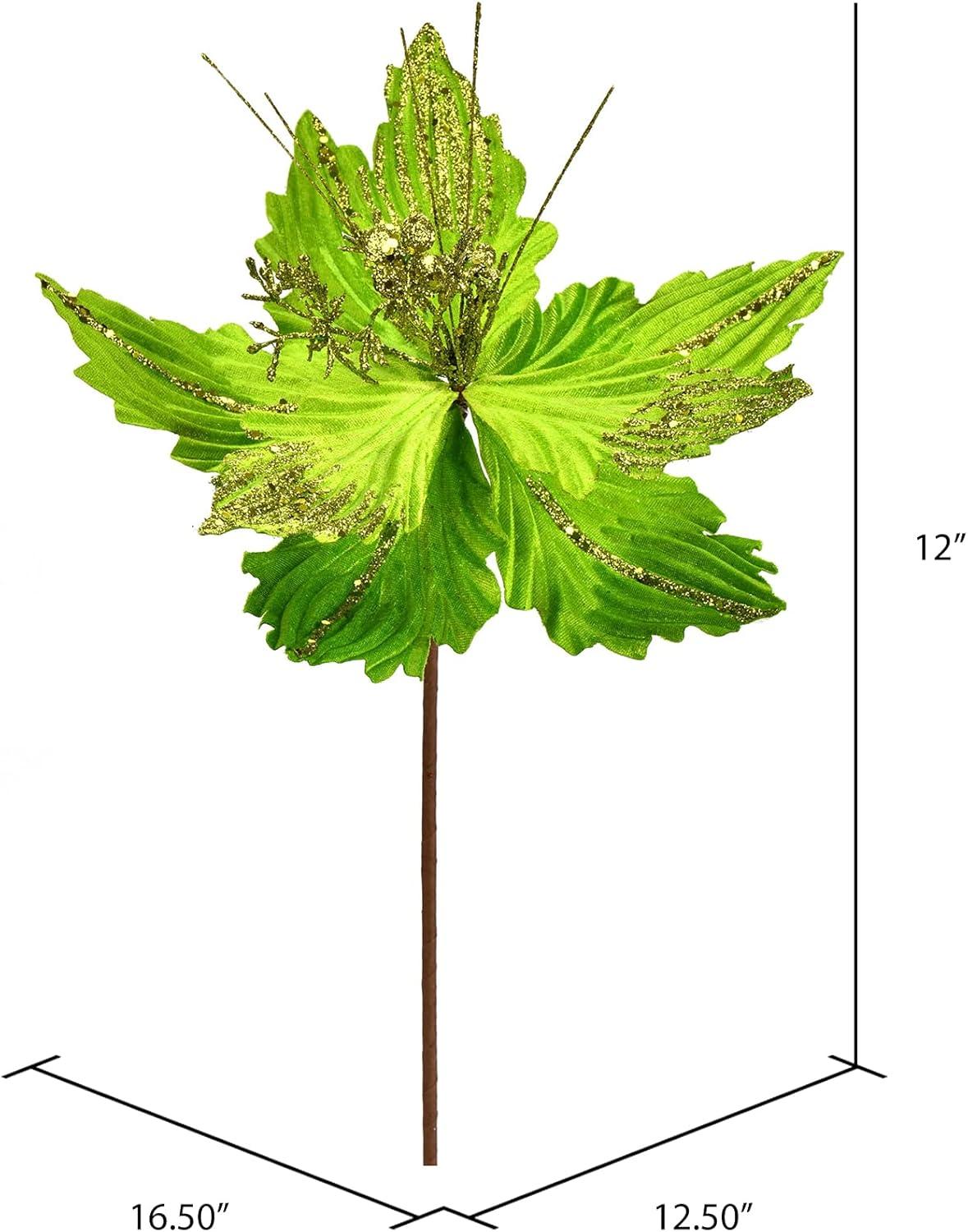 Vickerman 12" x 16" Lime Poinsettia Artificial Christmas Spray. Includes 6 sprays per pack.