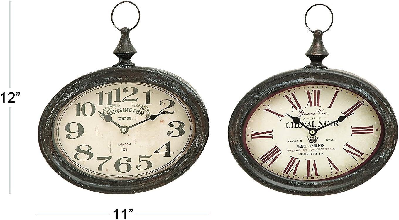 DecMode 12"H, 11"W Cream Metal Pocket Watch Style Wall Clock (2 Count)