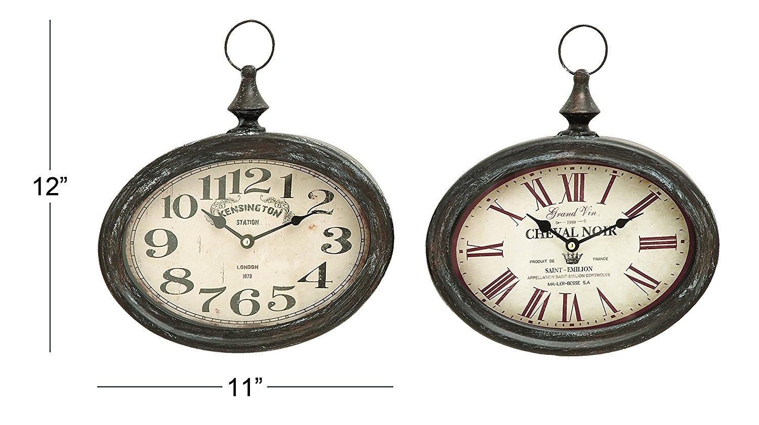 DecMode 12"H, 11"W Cream Metal Pocket Watch Style Wall Clock (2 Count)