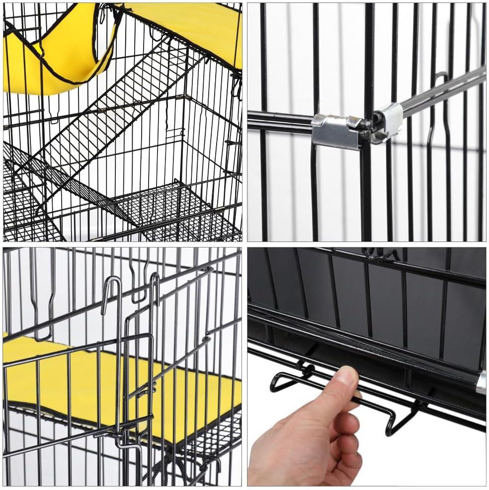 Yaheetech 4 Tiers Rolling Metal Cat Cage on Wheels Black