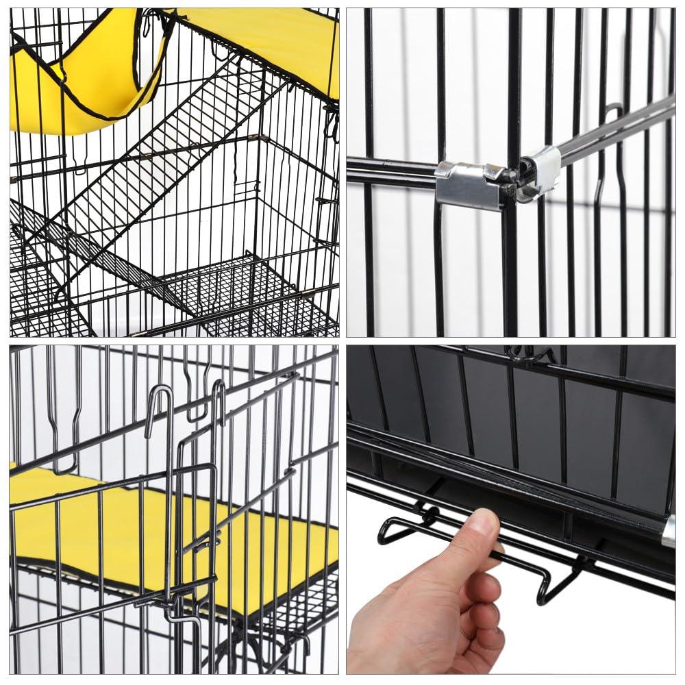 Yaheetech 4 Tiers Rolling Metal Cat Cage on Wheels Black