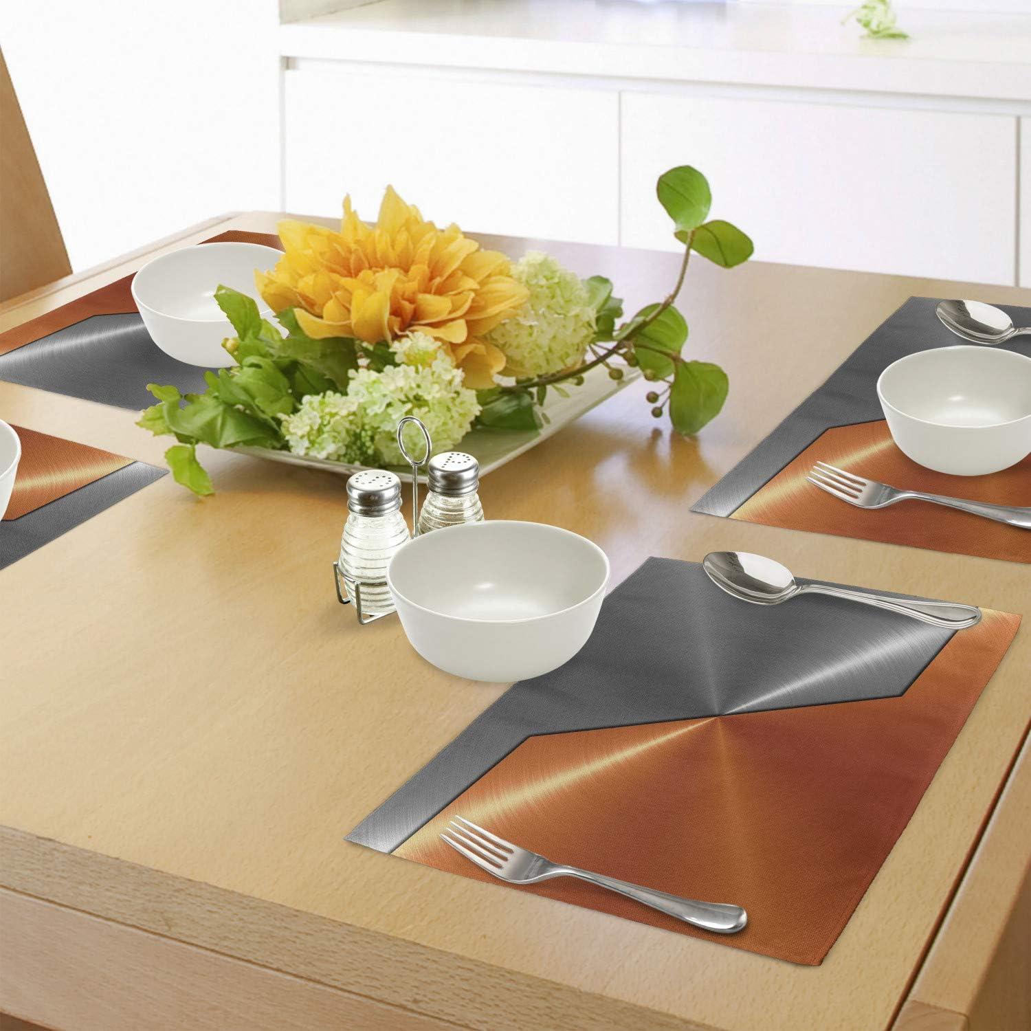 Orange and Gray Modern 3D Fabric Placemats Set of 4