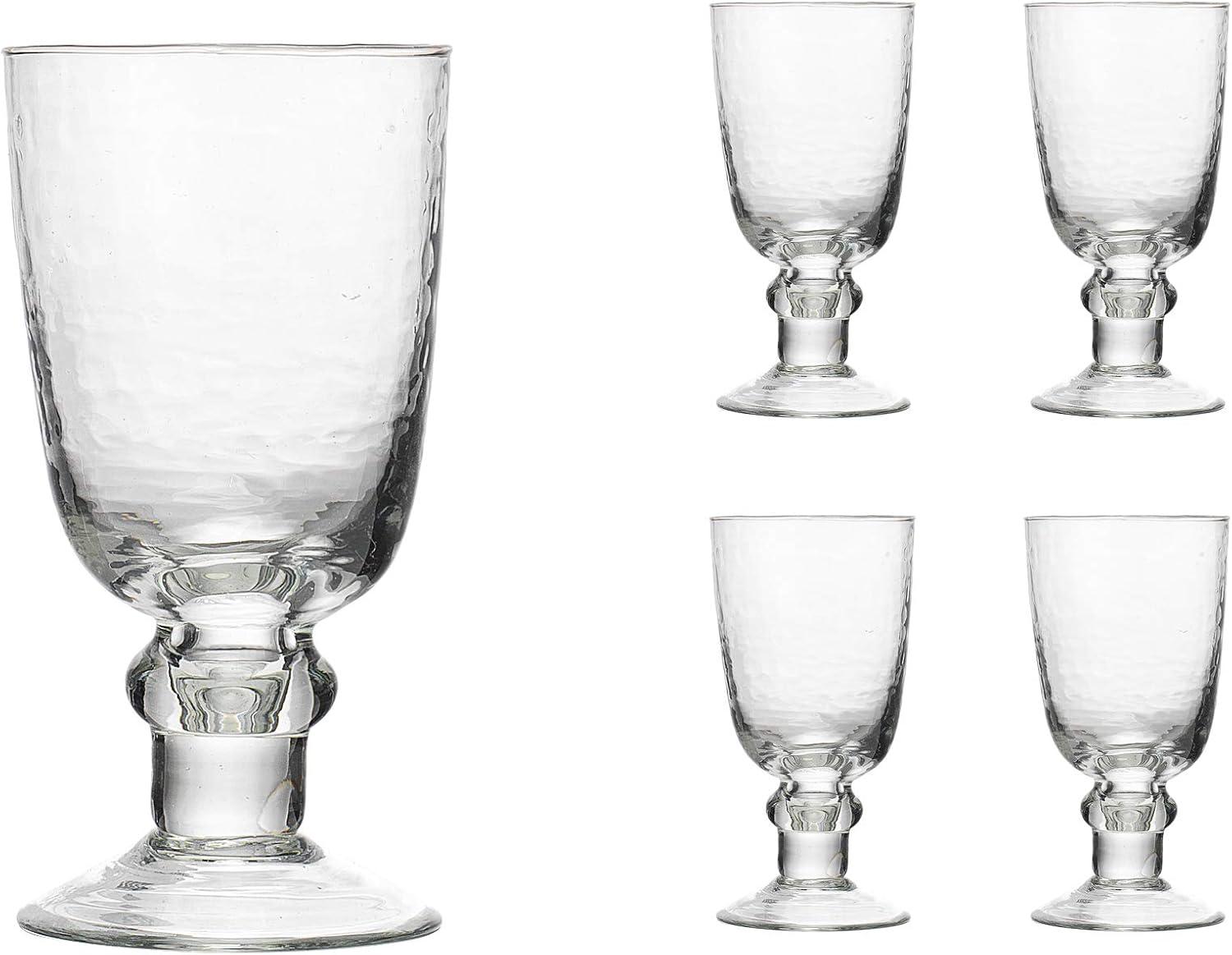 Clear Hammered Glass 12oz Goblet Set of 4