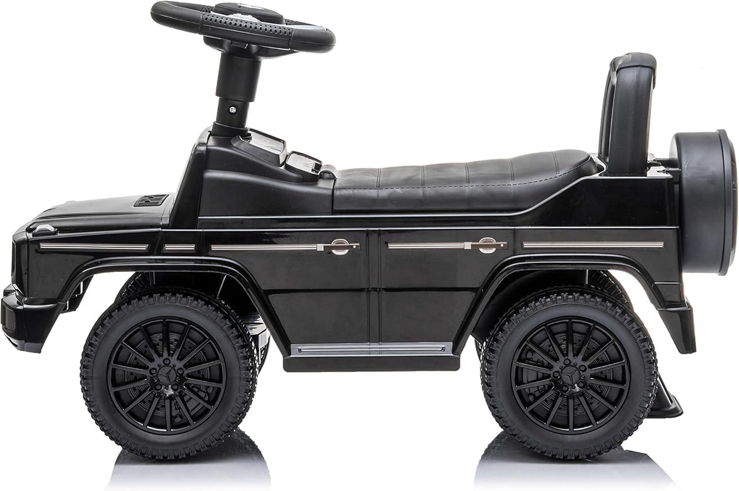 Best Ride On Cars Realistic Children's Mercedes G-Wagon Foot to Floor Ride Along Car & Push Behind Walker with Hidden Storage and Support Bar, Black