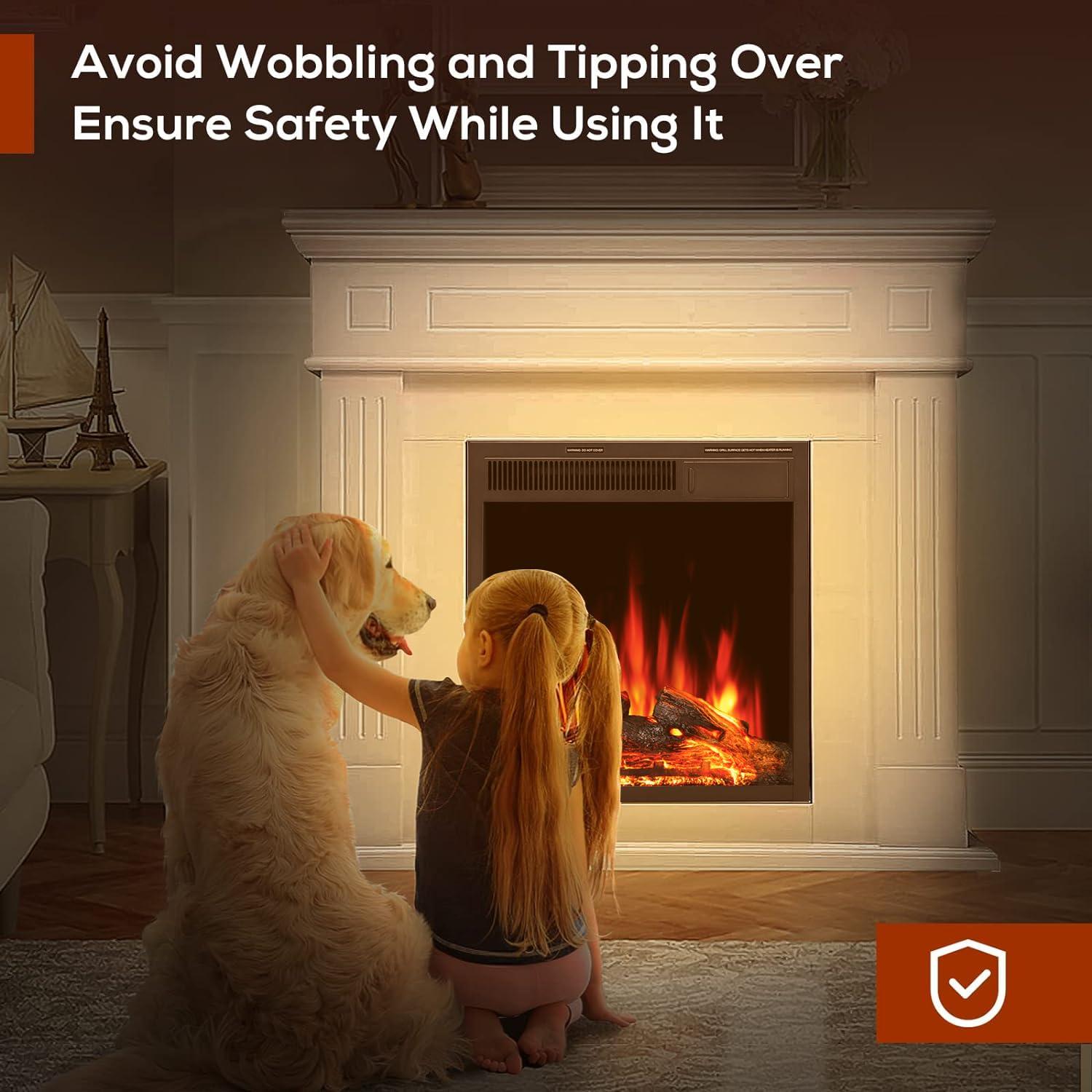 R.W.FLAME 43” Electric Fireplace Mantel, Freestanding Electric Fireplace, Remote Control, Adjustable LED Flame, PEARLWHITE