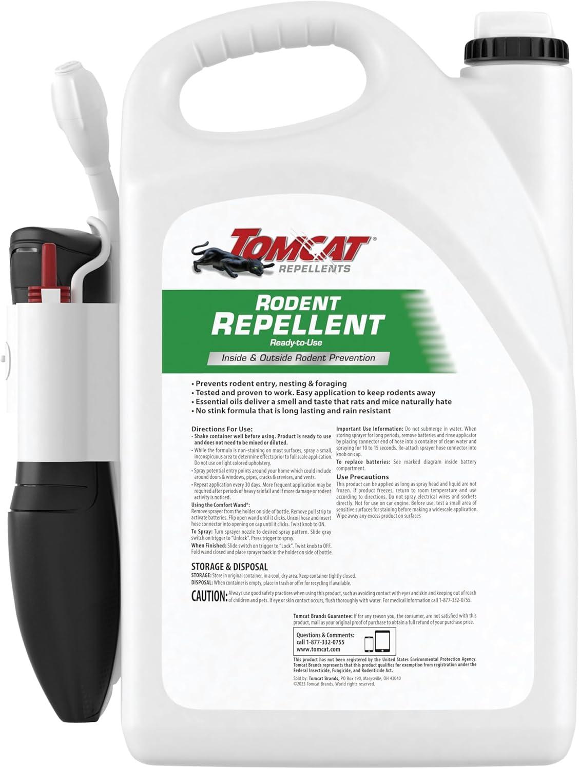 Tomcat Rodent Repellent Ready To Use With Wand - 1gal: Safe for Kids & Pets, Deters Rats