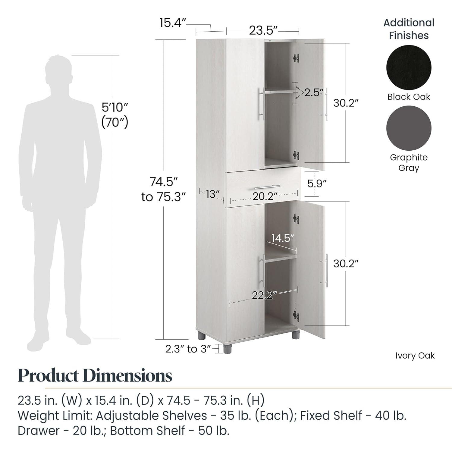Camberly 4 Door/1 Drawer Storage Cabinet, Graphite Gray
