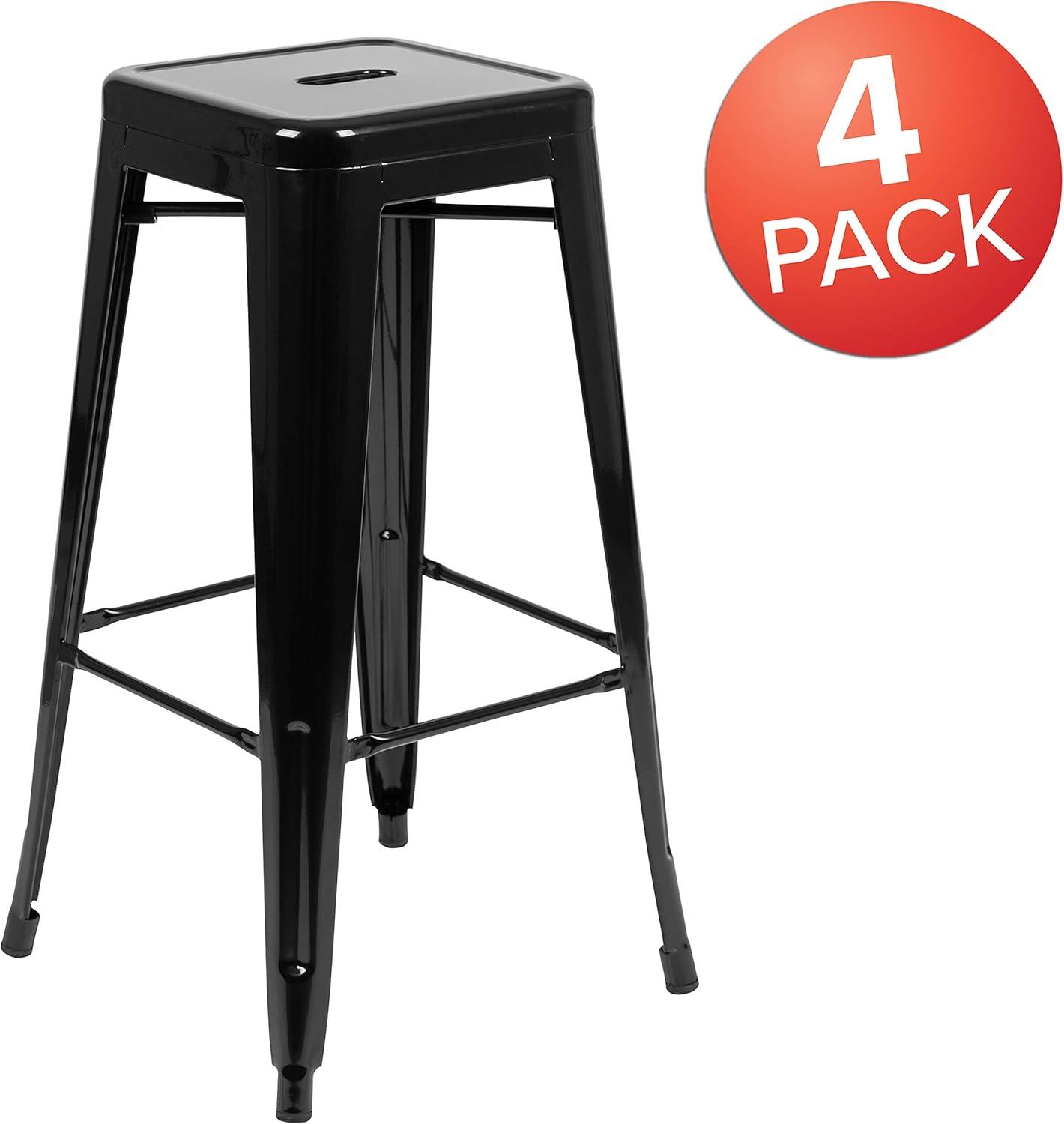 Flash Furniture 30" High Metal Indoor Bar Stool - Stackable Set of 4