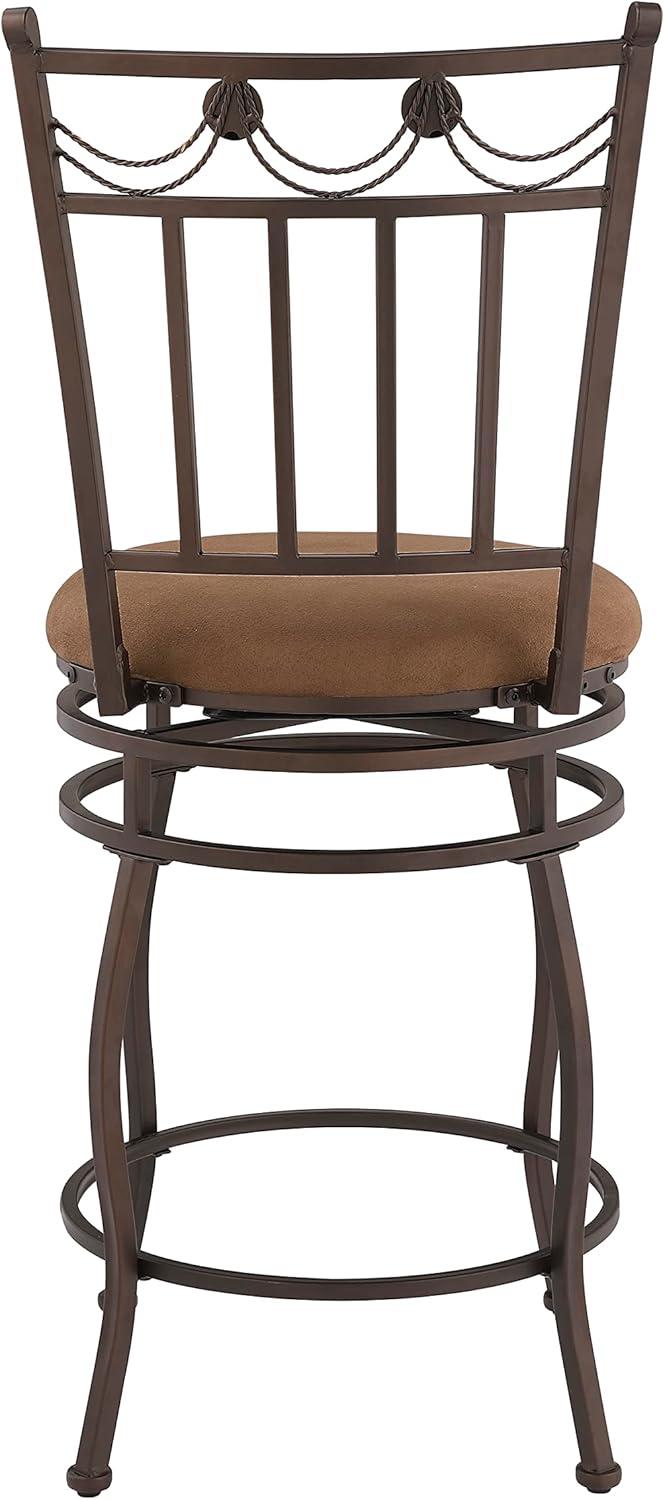 Linon Swag Counter Stool, Brown, 24 inch Seat Height