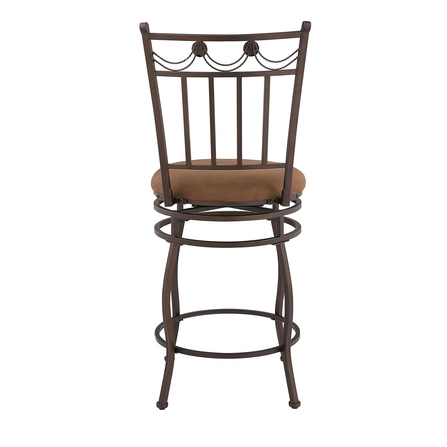 Linon Swag Counter Stool, Brown, 24 inch Seat Height