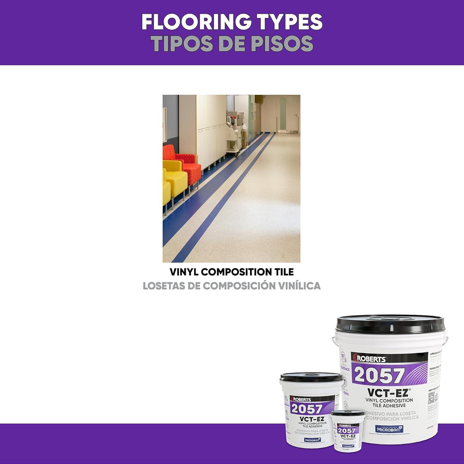 Roberts 2057-1 1 Gallon Vinyl Composition Tile VCT Adhesive, for Installing Vinyl-Composition or Vinyl-Asphalt