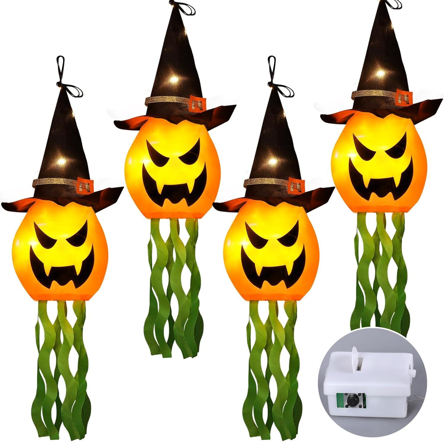 Glowing Pumpkin Witch Hat Halloween Hanging Lights with 3 Modes