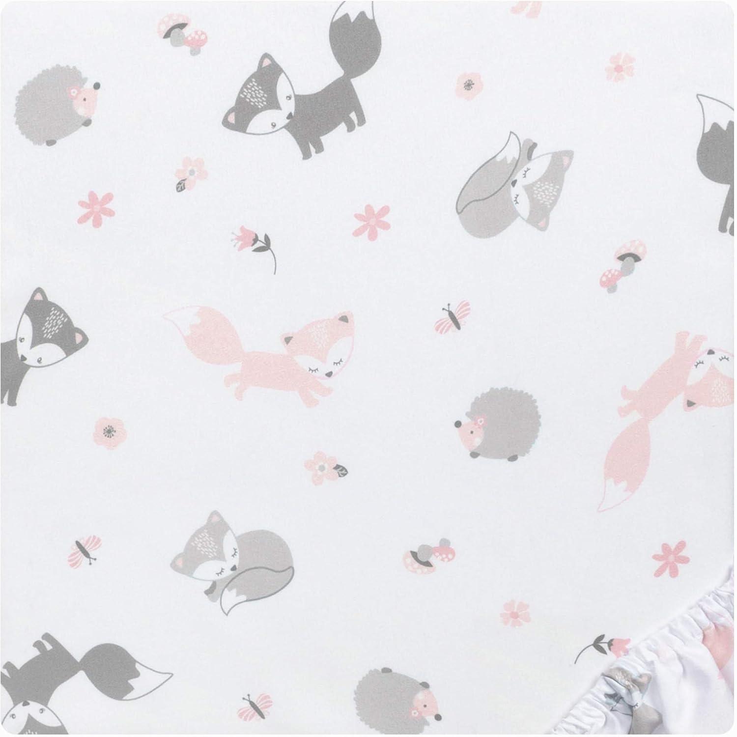 Sammy y Lou Infant Microfibra Estampada Floral Tejido Bolsillo Profundo 200 Sábanas para Cuna, Blanco, 2 Piezas