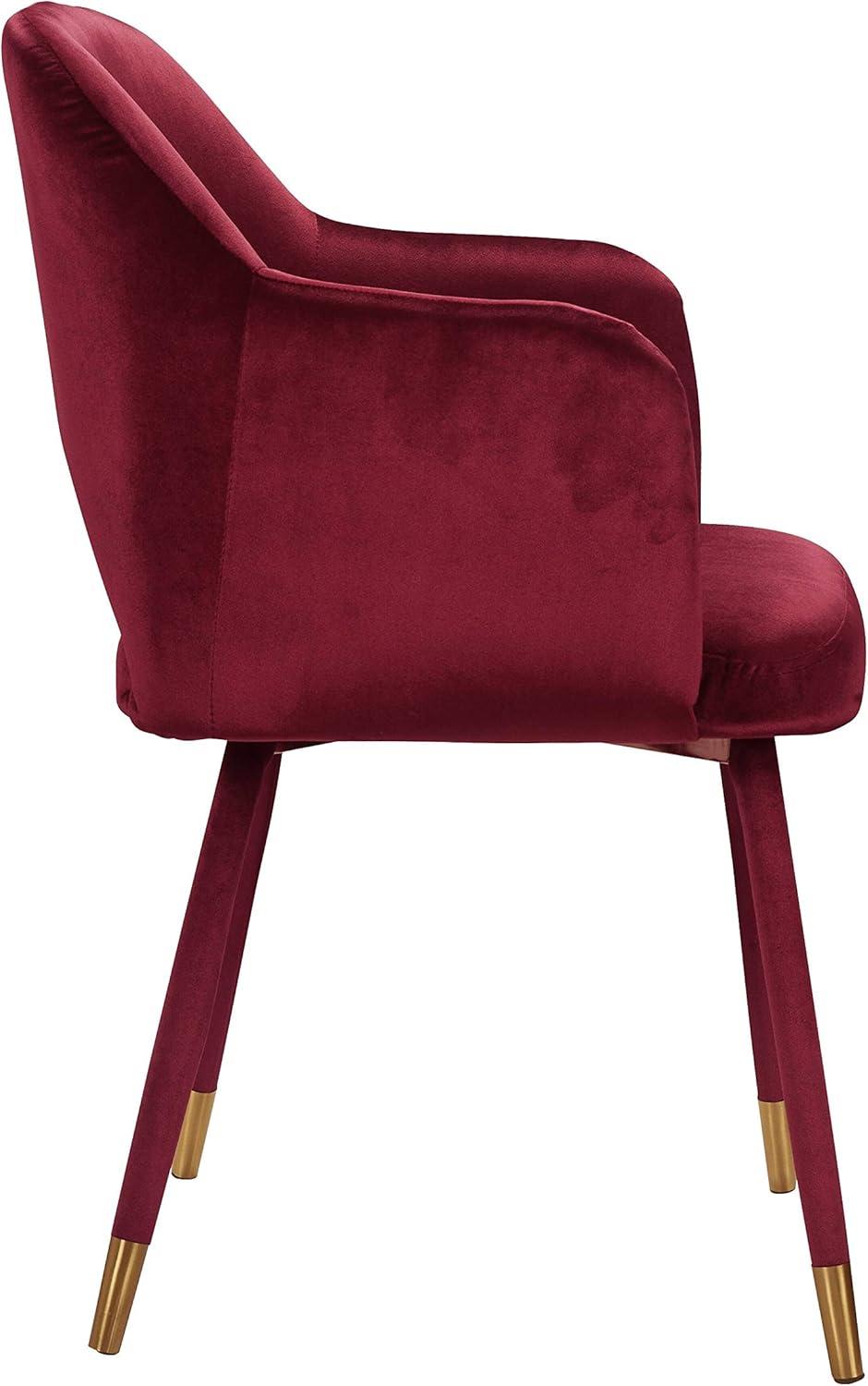 ACME Applewood Velvet Upholstered Accent Chair in Bordeaux Red and Gold
