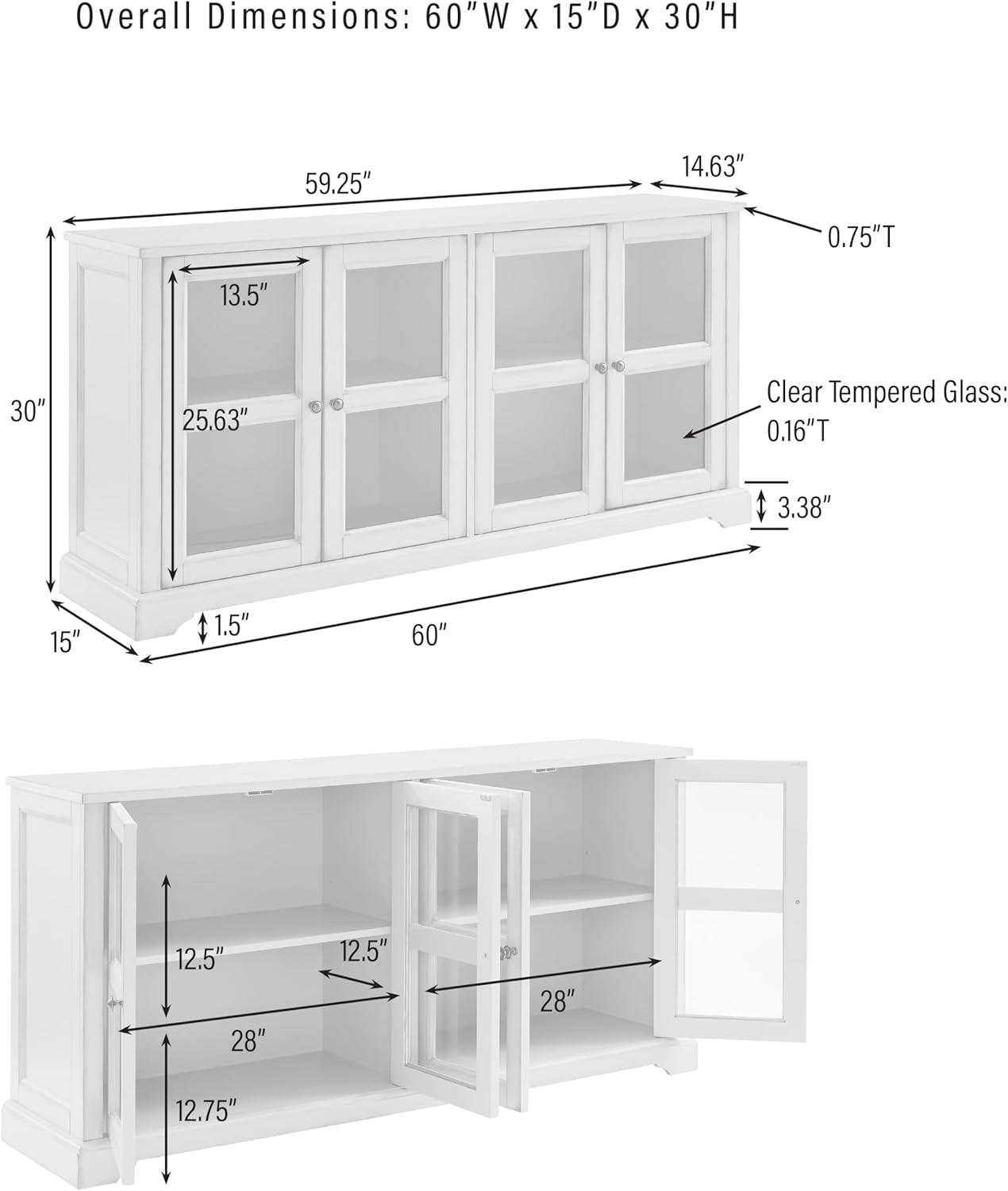 Crosley Furniture Holbrook Traditional Glass Door Sideboard Buffet Cabinet, Kitchen Storage, TV Stand