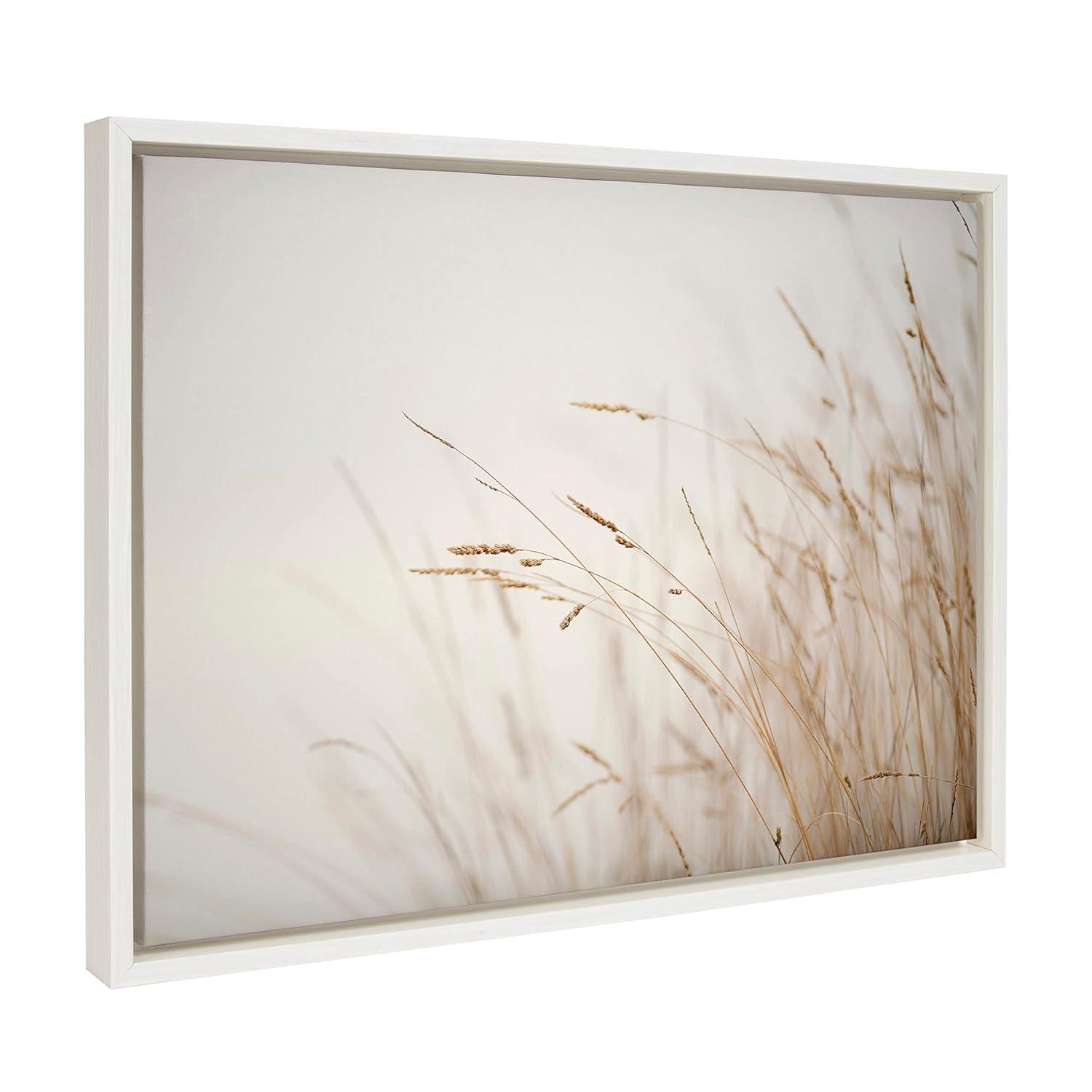 18" x 24" Sylvie Marsh Grass No 1 Framed Canvas by Crystal Lynn Collins White - Kate & Laurel All Things Decor