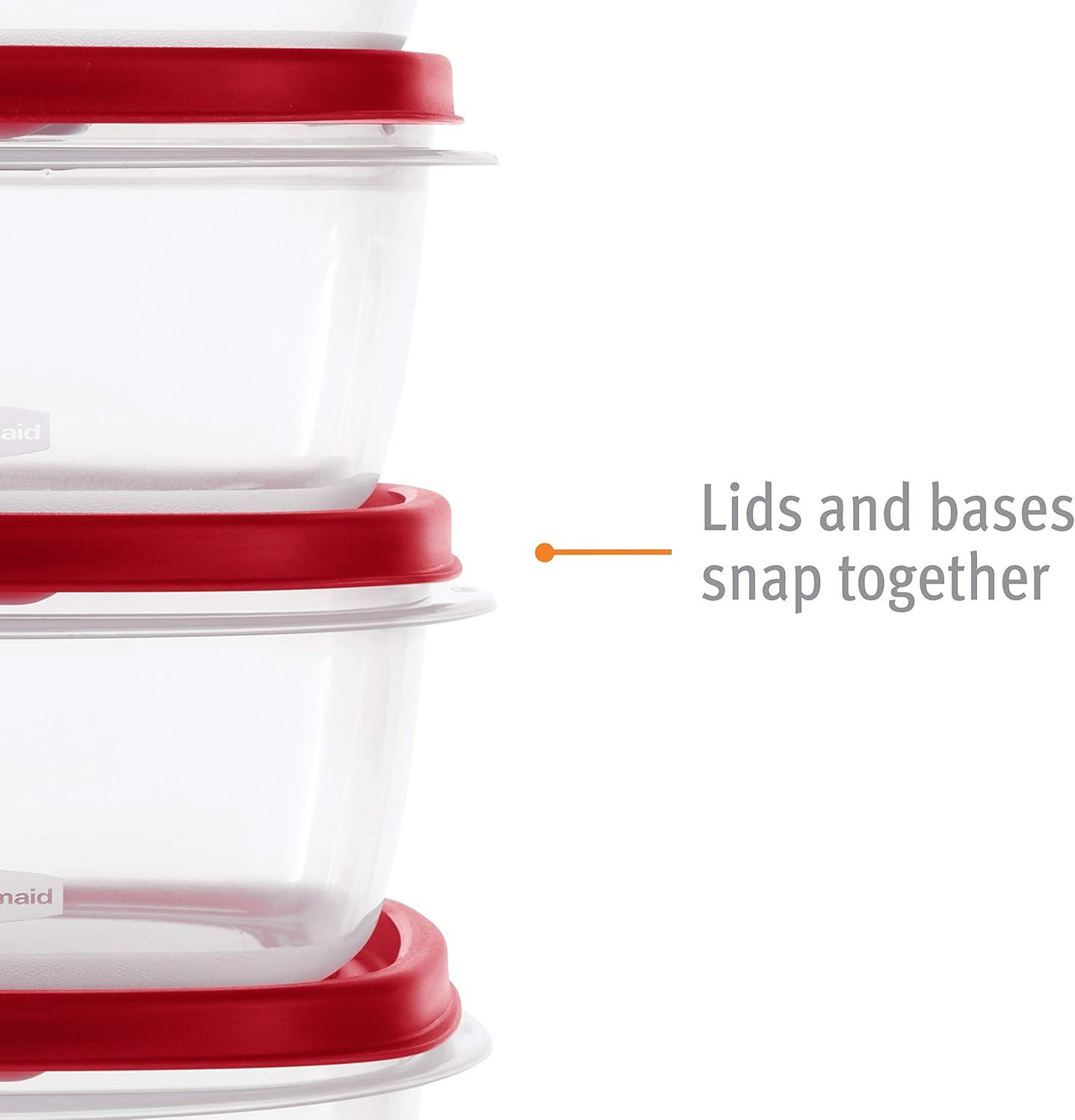 Clear 7-Cup Plastic Food Storage Container with Red Lid