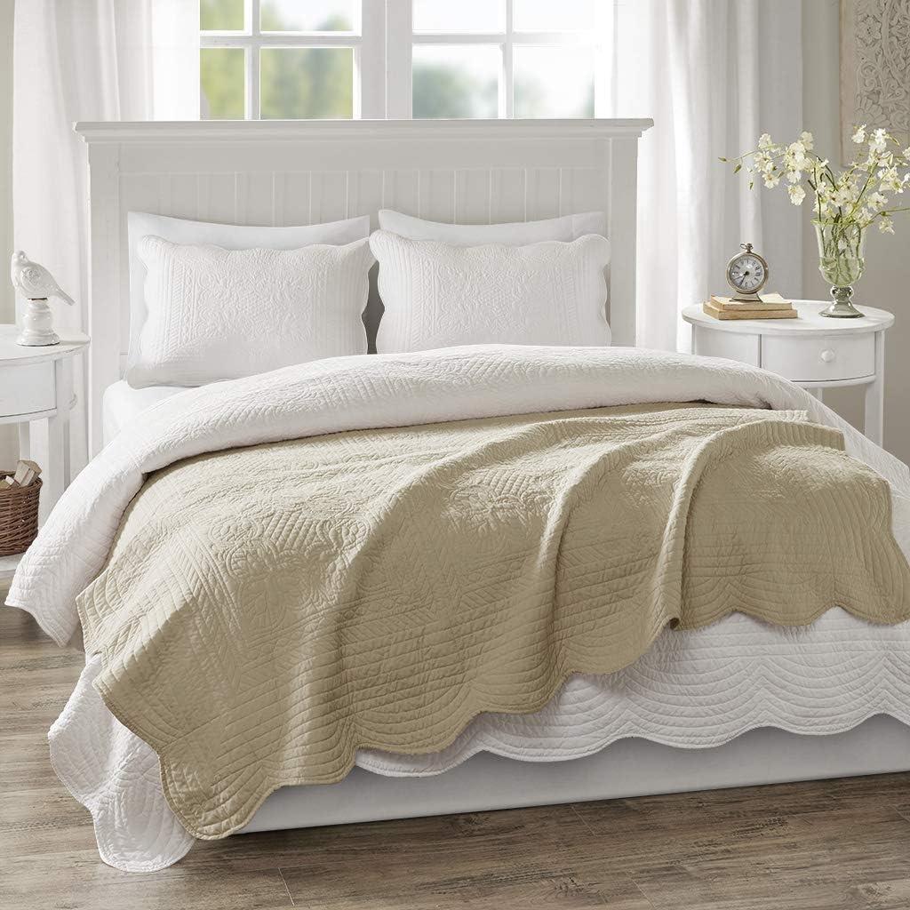 Madison Park Journey Oversized Quilted Throw with Scalloped Edges