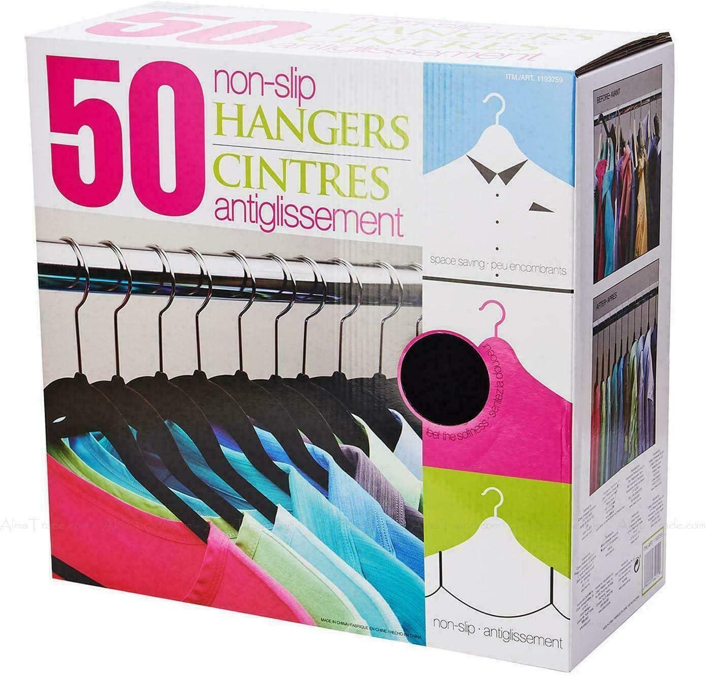 Space-Saving Velvet Coated Triangular Hangers - 50 Pack