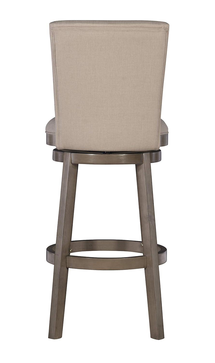 Linon Davis Round 32" Mid Back Swivel Bar Stool, Rustic Taupe/Beige