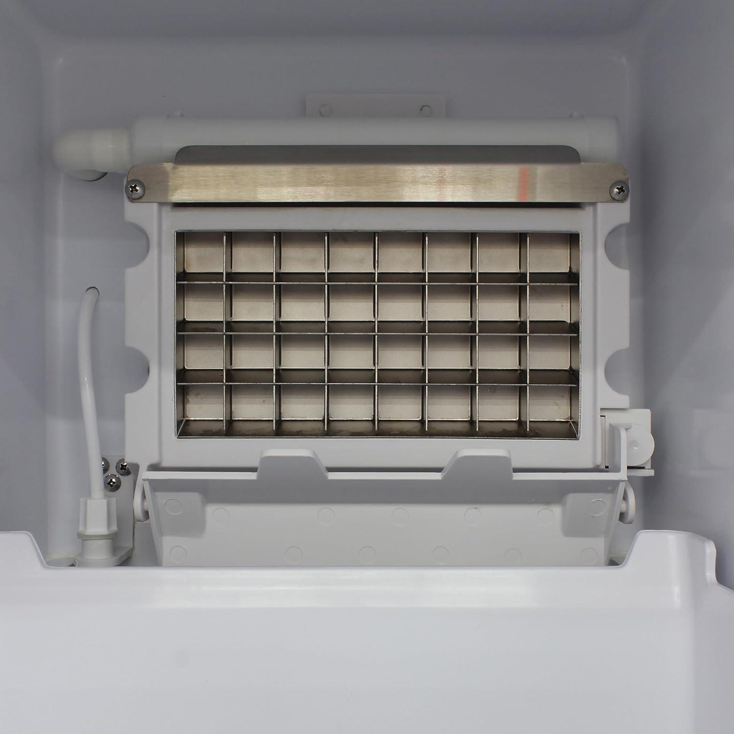 Indoor Built-in Ice Maker Stainless Steel Construction 25 lbs. Freezer Storage, Under Counter or Cabinet Ice Machine, for Commercial or Home Kitchen Use, Metallic