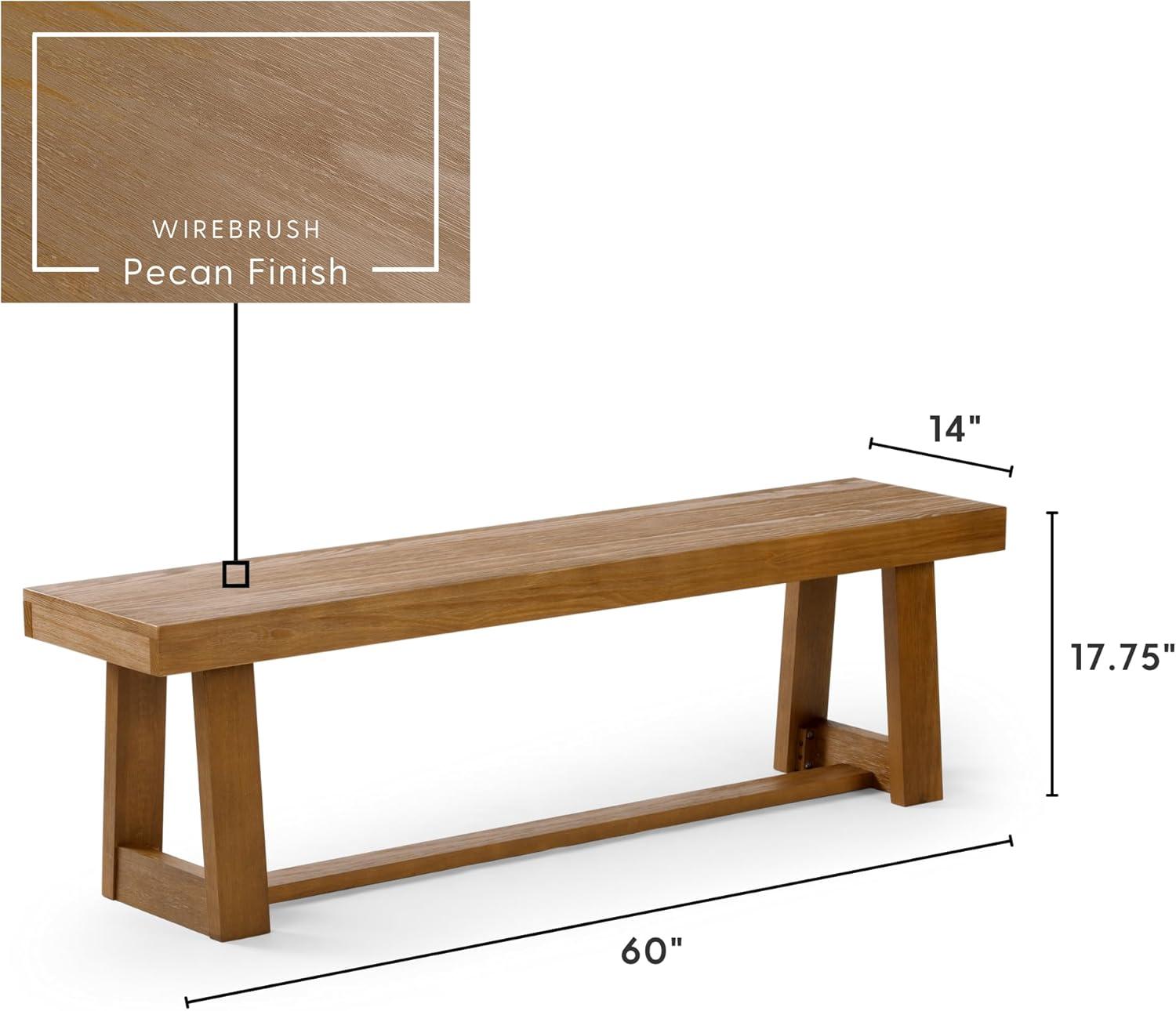 Plank+Beam  60" Classic Solid Wood Dining Bench, Bench for Dining Table