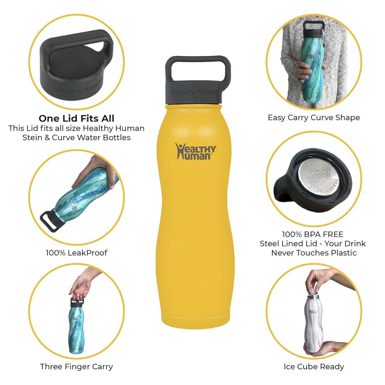 Healthy Human Stainless Steel Curve Water Bottle |(21 oz/ 621 ML, Limoncello)