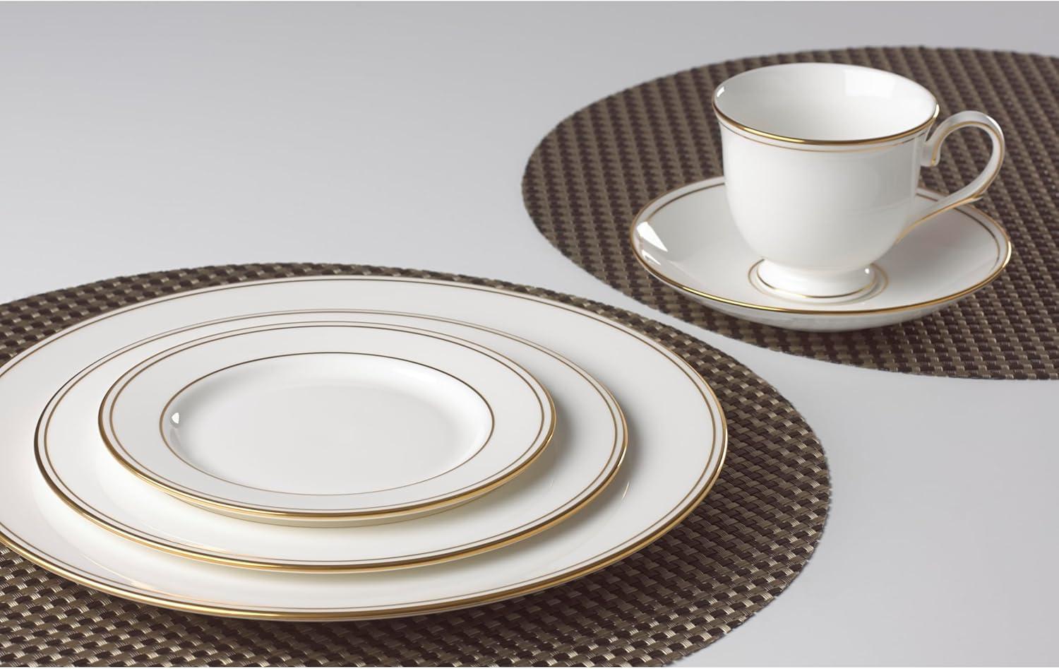 White and Gold Porcelain 5-Piece Formal Place Setting