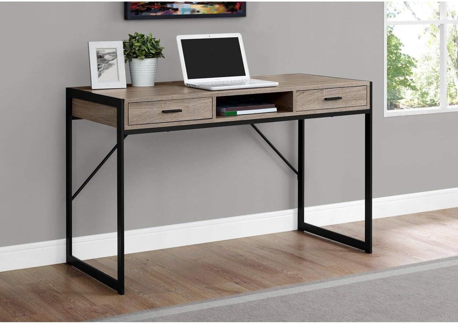 Monarch Specialties Computer Desk, Home Office, Laptop, Storage Drawers, 48"L, Work, Brown Laminate