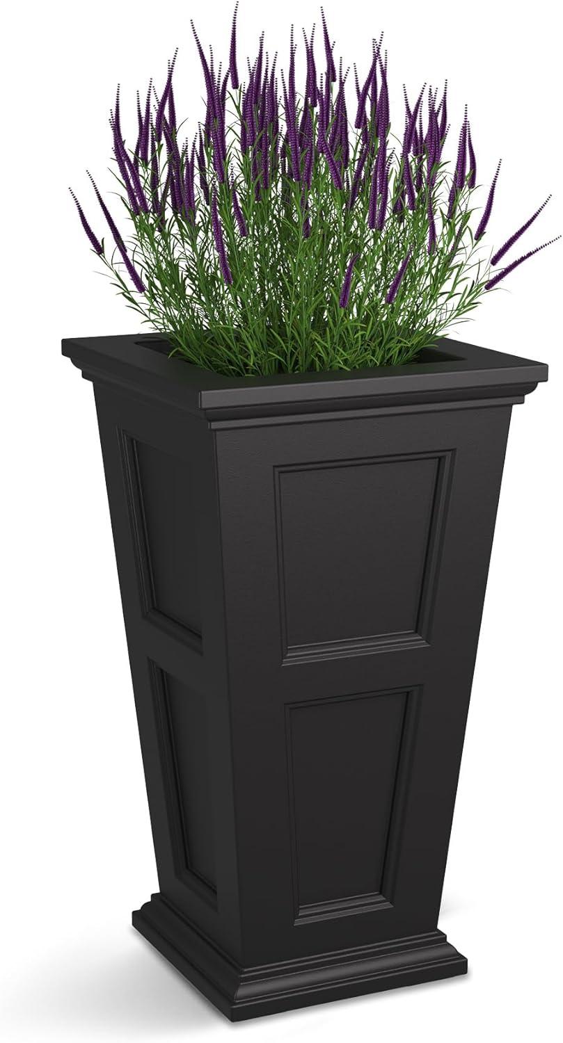 Black 28" Polyethylene Tall Outdoor Planter