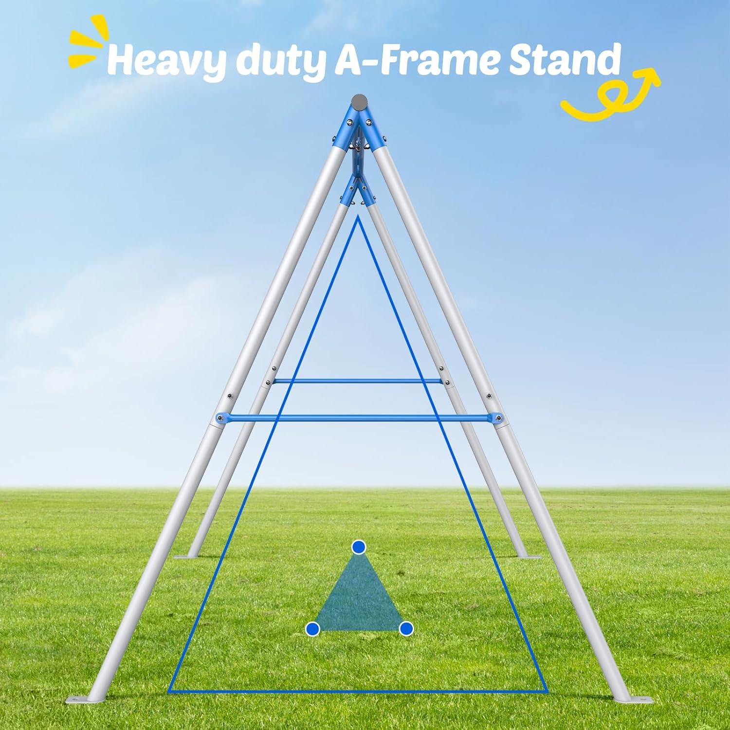 Kids Swing Set, Saucer Swing With Heavy Duty Outdoor A-Frame Metal Swing Stand For Playground Backyard, Style 2