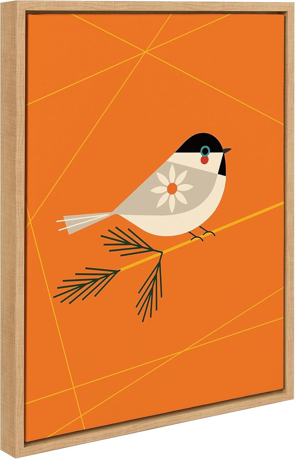 Kate & Laurel All Things Decor 18"x24" Sylvie Black-Capped Chickadee Art by Amber Leaders: Mid-Century Modern, Framed, Vertical