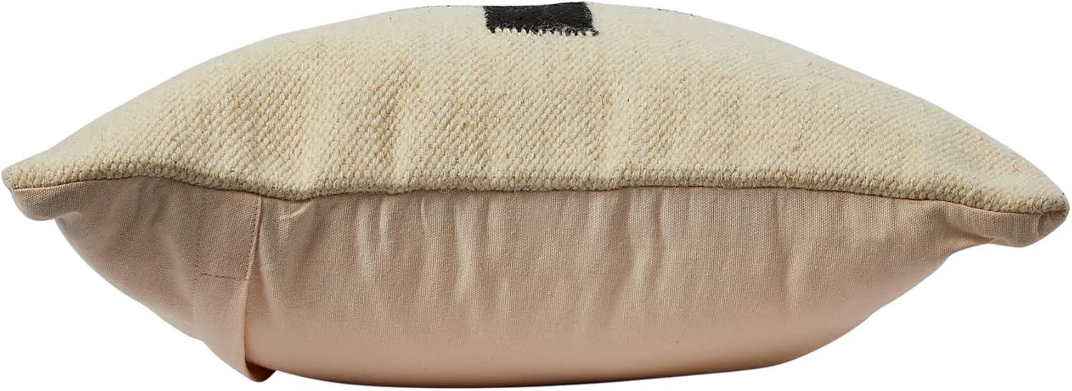 Creative Co-Op Swiss Cross Cotton Wool Throw Pillow, Black and Natural