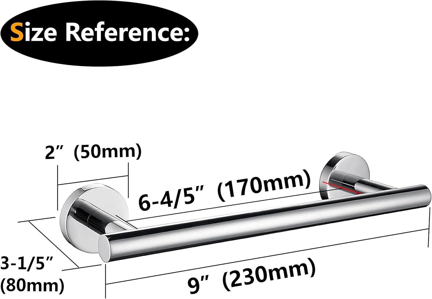 Nolimas Polished Chrome Bath Towel Bar Single Bars Towel Rack Rod Classic Wall Mounted Stainless Steel Bathroom Towel Bar Toilet Kitchen Towel Shelf Single Layer,9inch
