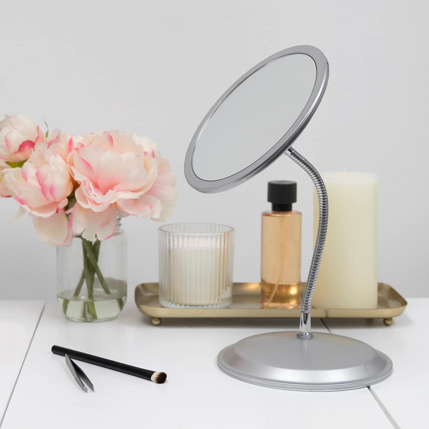 Zadro Gooseneck Makeup Mirror w/ Magnification & Wall Mount Attachment
