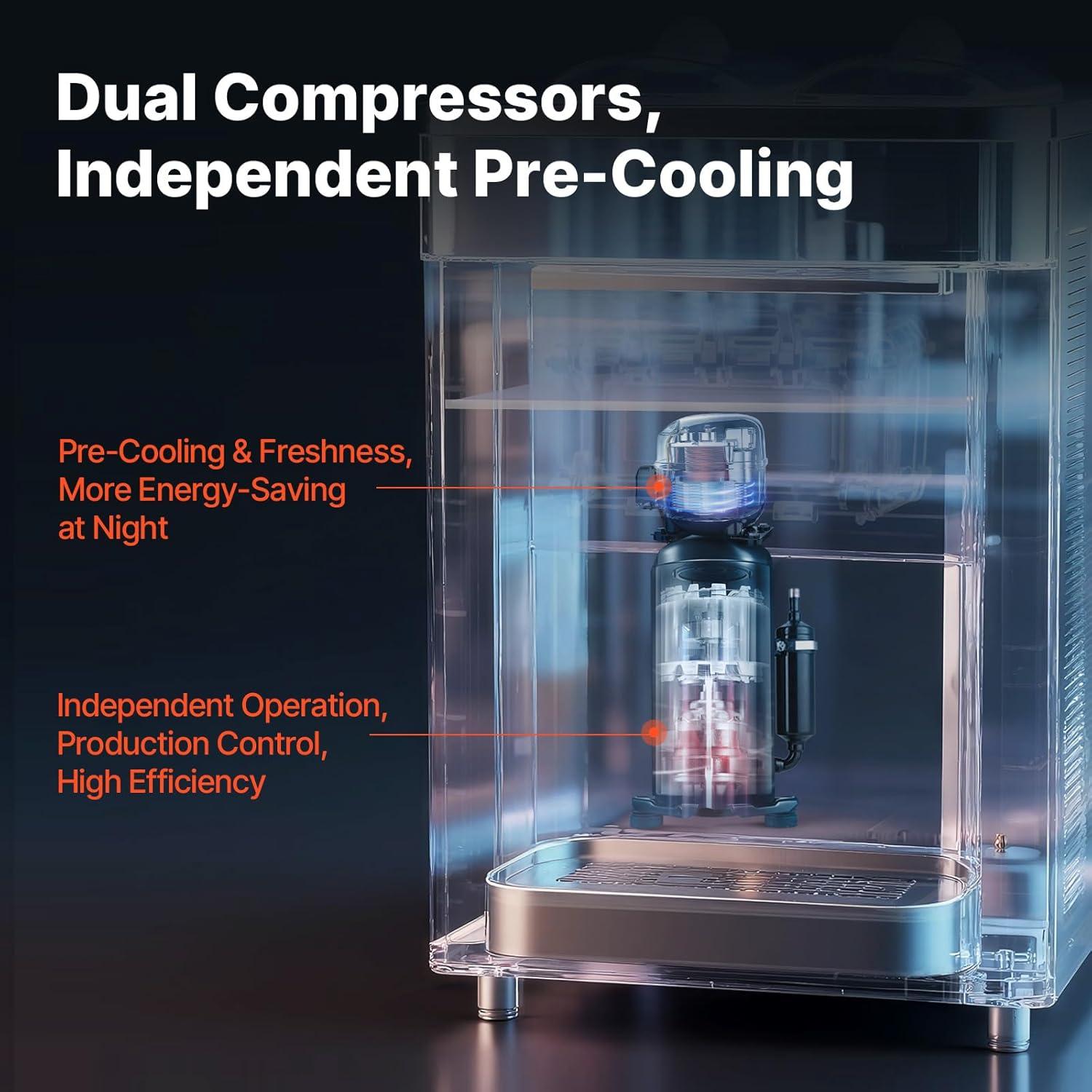 BENTISM Máquina para Hacer Helados Comercial, Rendimiento de 22-30 L/h, Máquina para Servir Suave con Encimera de 2350 W con Tolva de 2x6 L, Panel LCD de 2 L, Alarma de Falta de Hinchamiento, Máquina para Hacer Yogur Congelado para Bar de Snacks de Restaurante