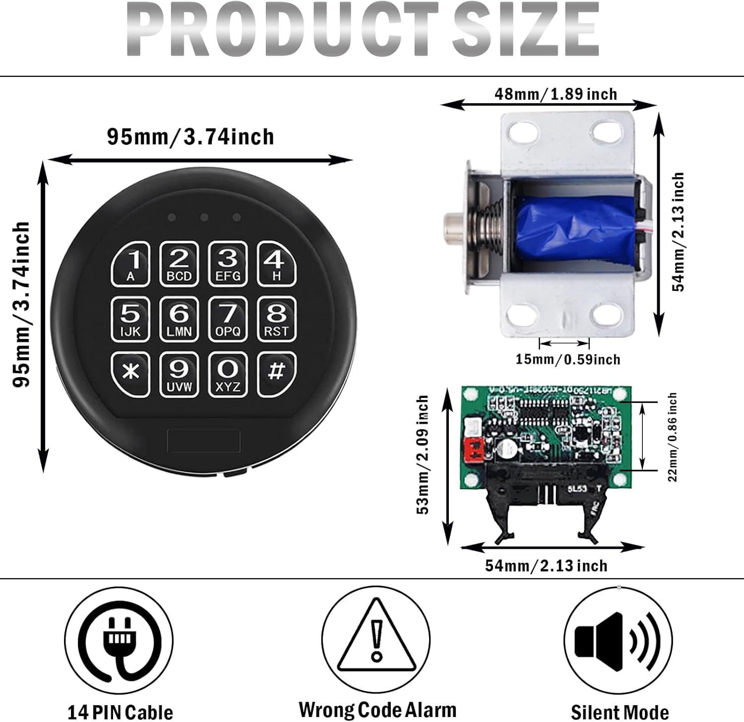 Wah Lin Parts High Security Gun Safe Lock Set, Black Keypad, 2 User Codes