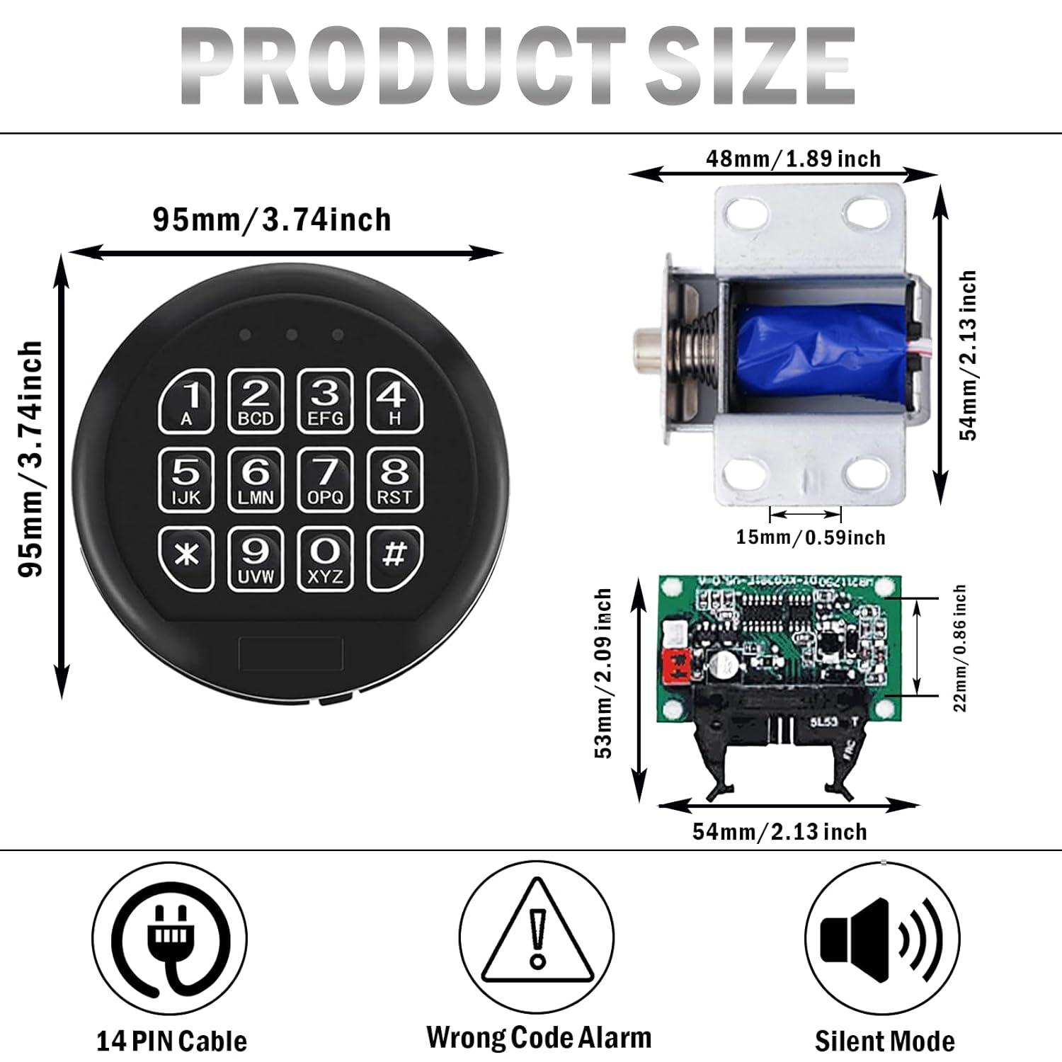 Wah Lin Parts High Security Gun Safe Lock Set, Black Keypad, 2 User Codes