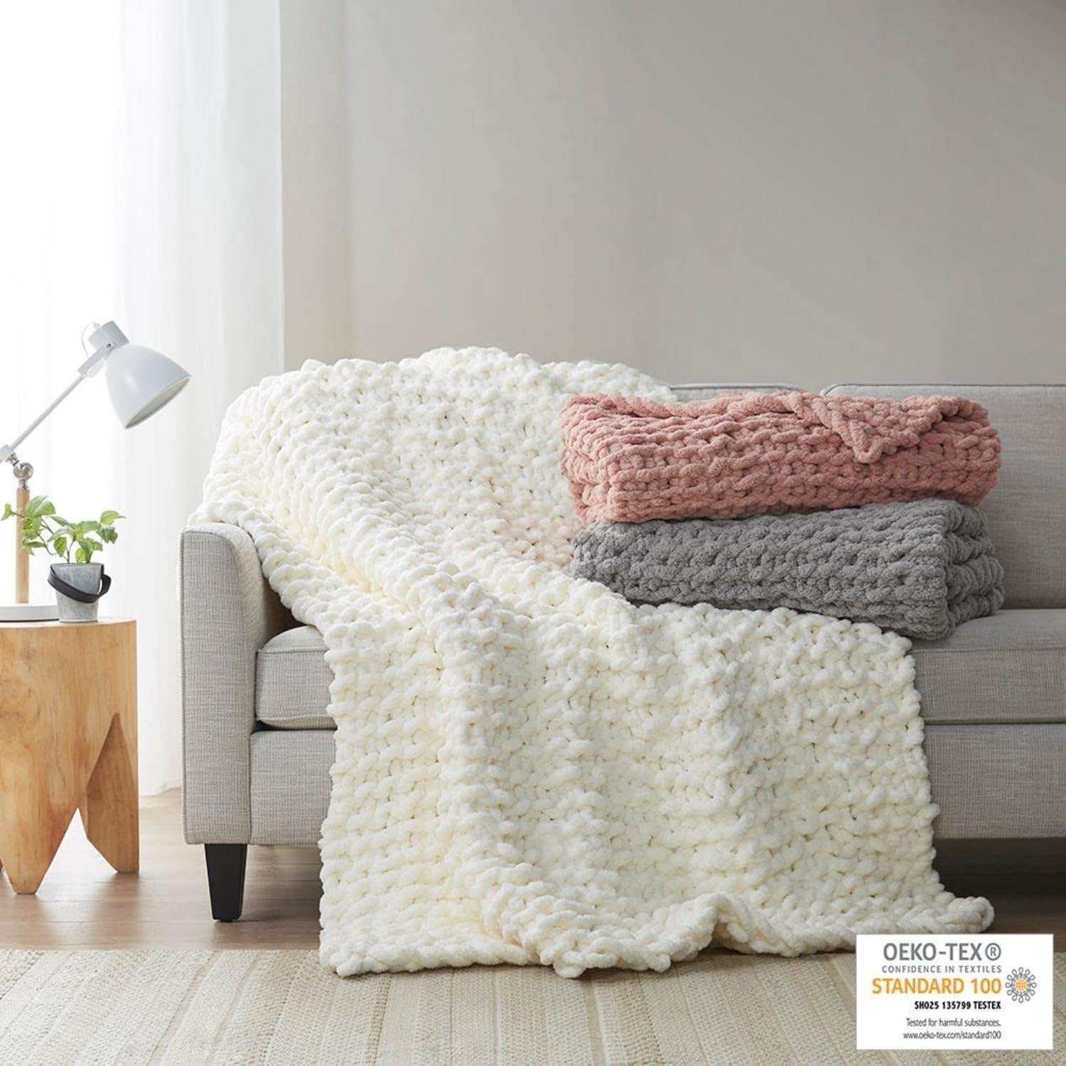 50"x60" Chenille Chunky Knit Throw Blanket - Madison Park