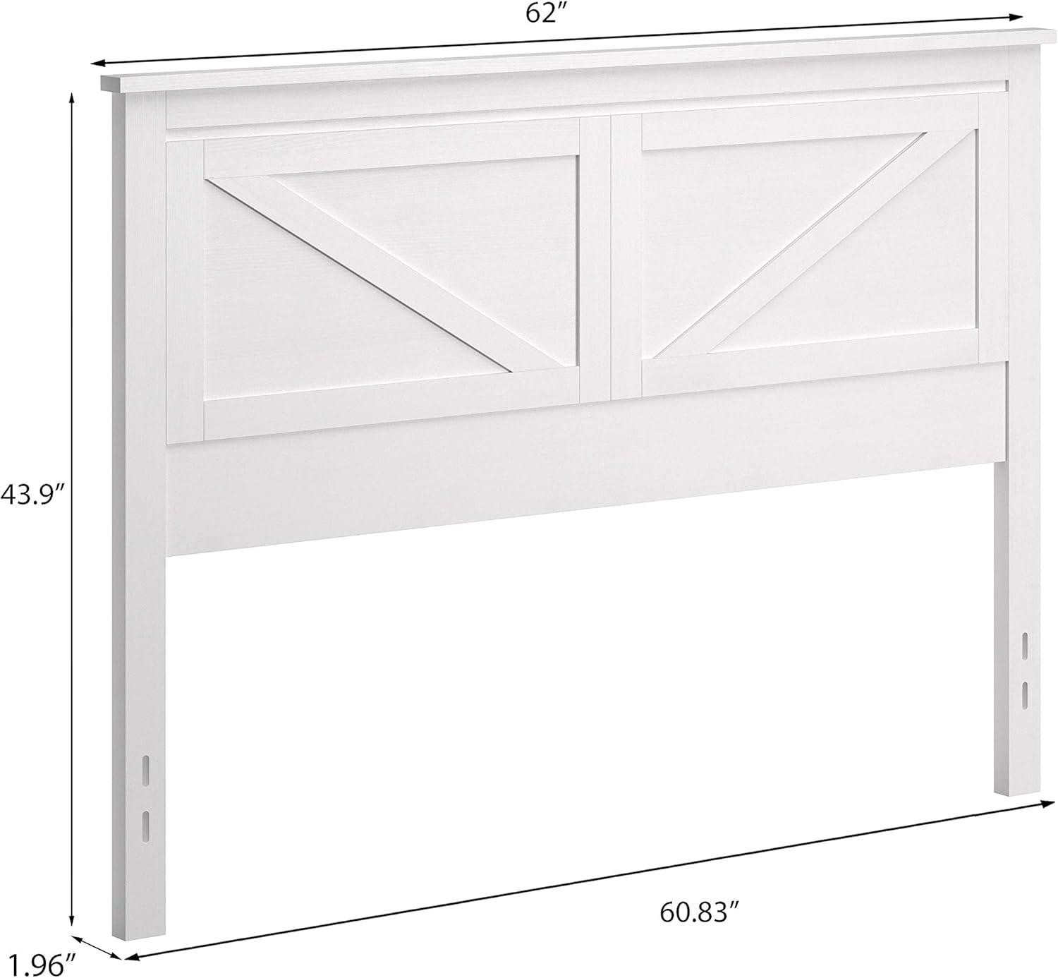 Farmhouse Style Wood Panel Headboard in Gloss White - Queen Size