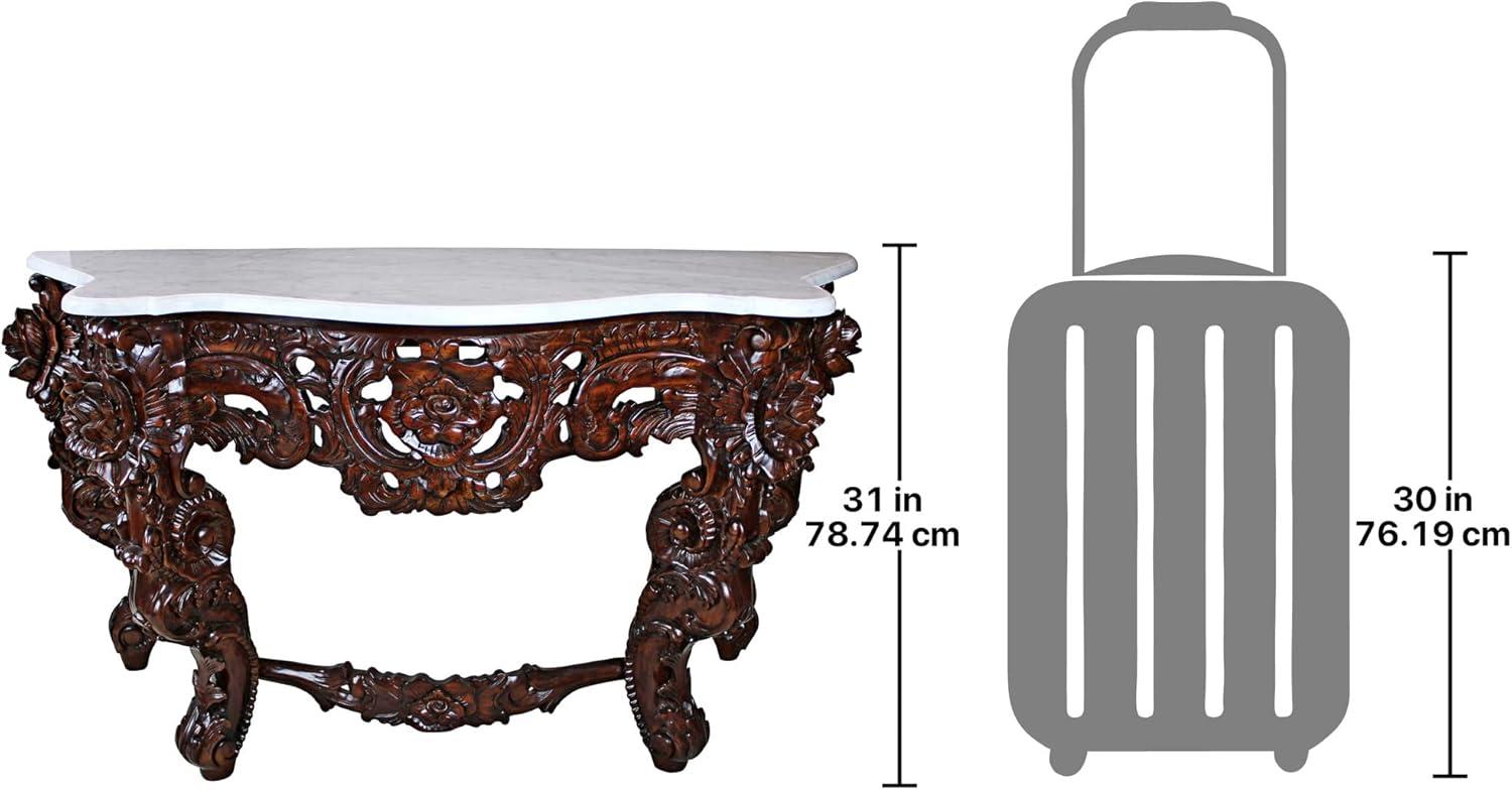 Viennese Salon Inspired 54'' Mahogany Console Table with Marble Top