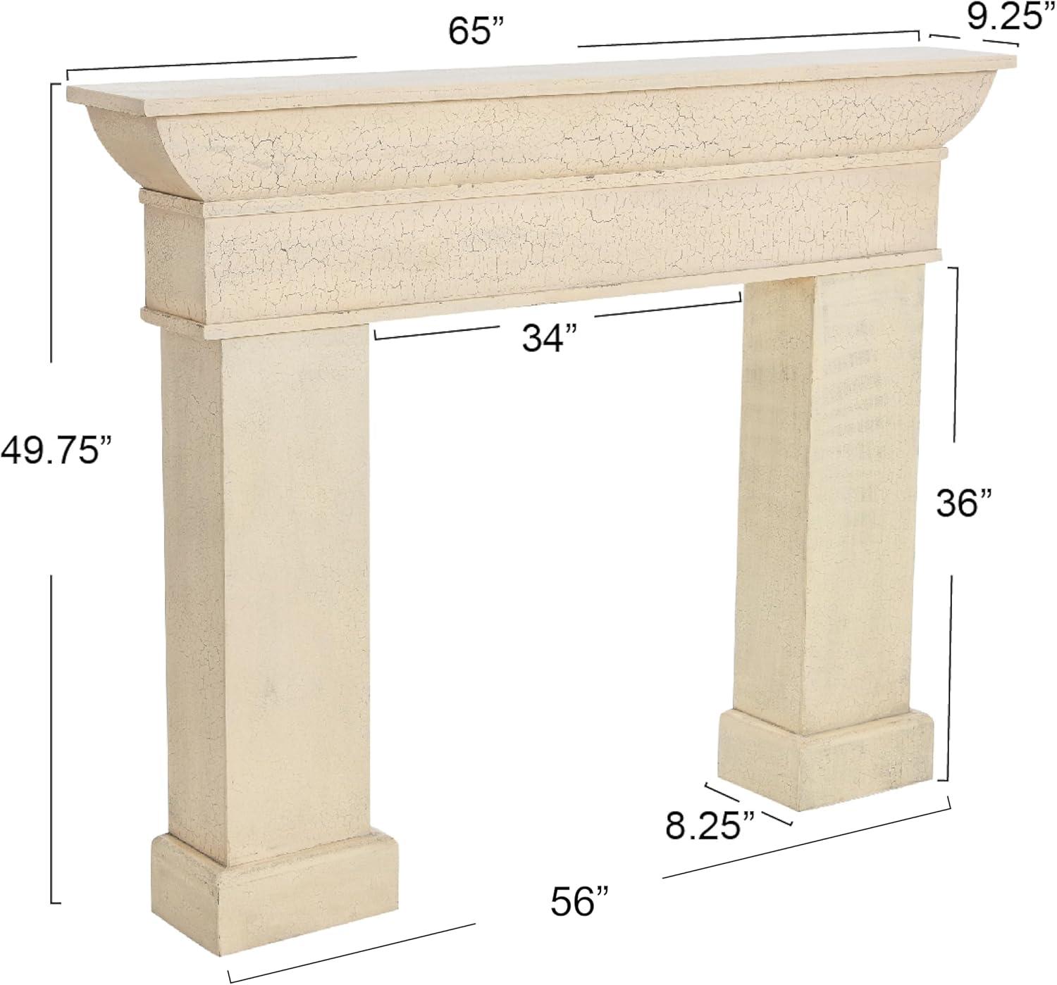 Storied Home Monolith Decorative Fireplace Mantel Cream: Fir Wood & MDF, Wall Mount, 49.625"H